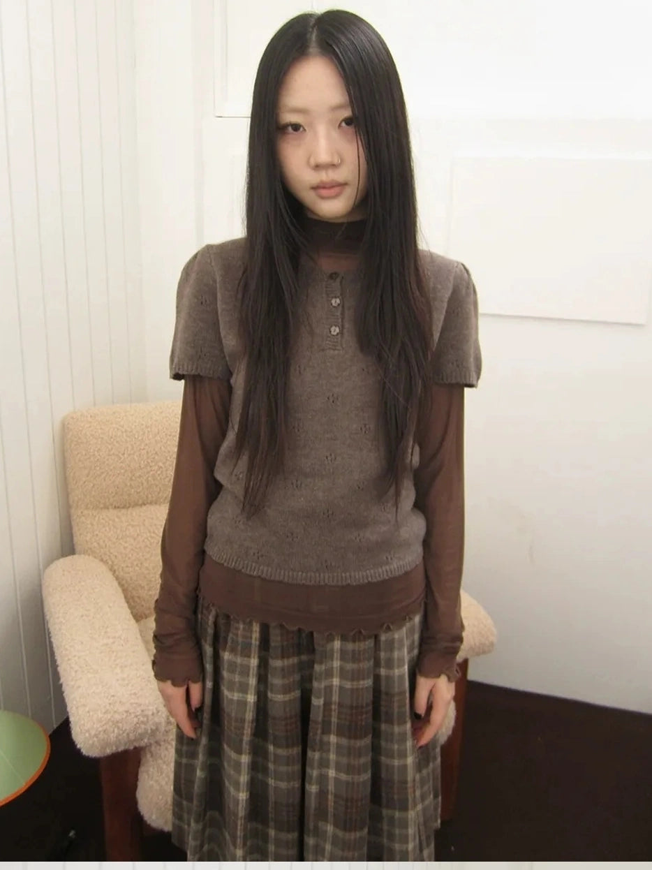 ang project Vintage Button Up Knit Tee Cardigan