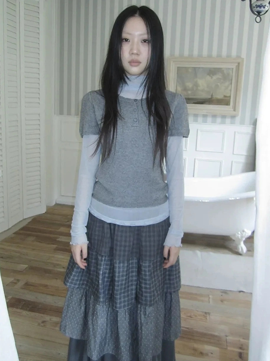 ang project Vintage Button Up Knit Tee Cardigan