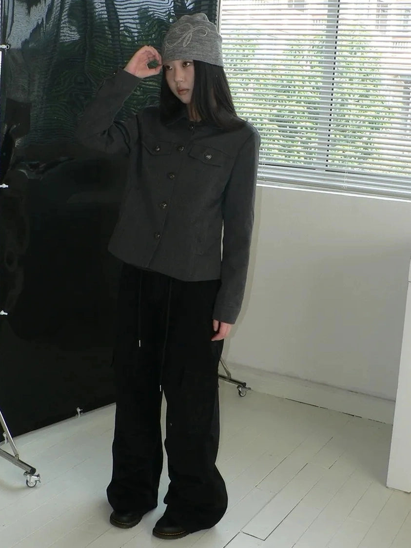 ang project Vintage Button Up Short Work Jacket Jacket