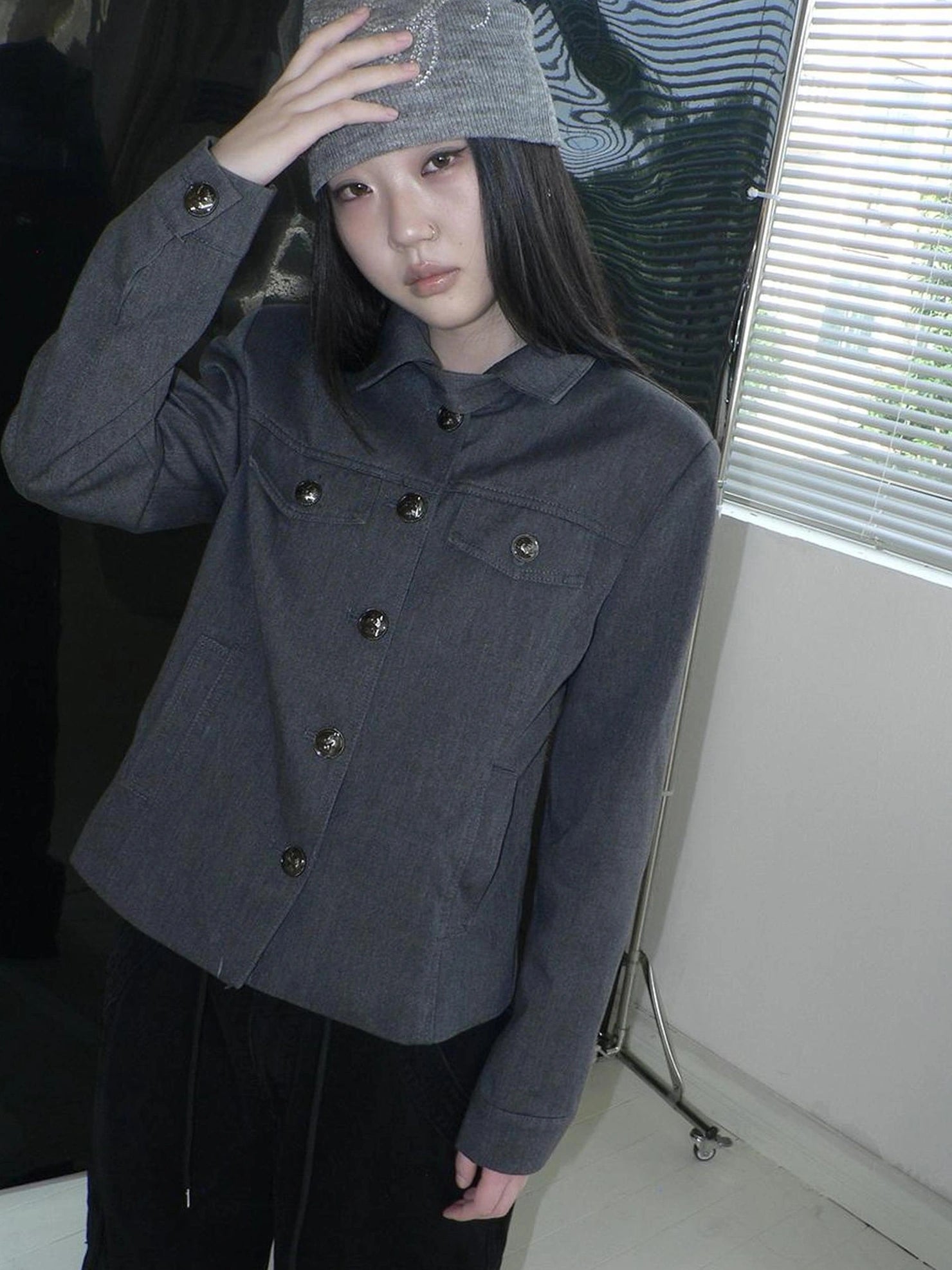 ang project Vintage Button Up Short Work Jacket Jacket