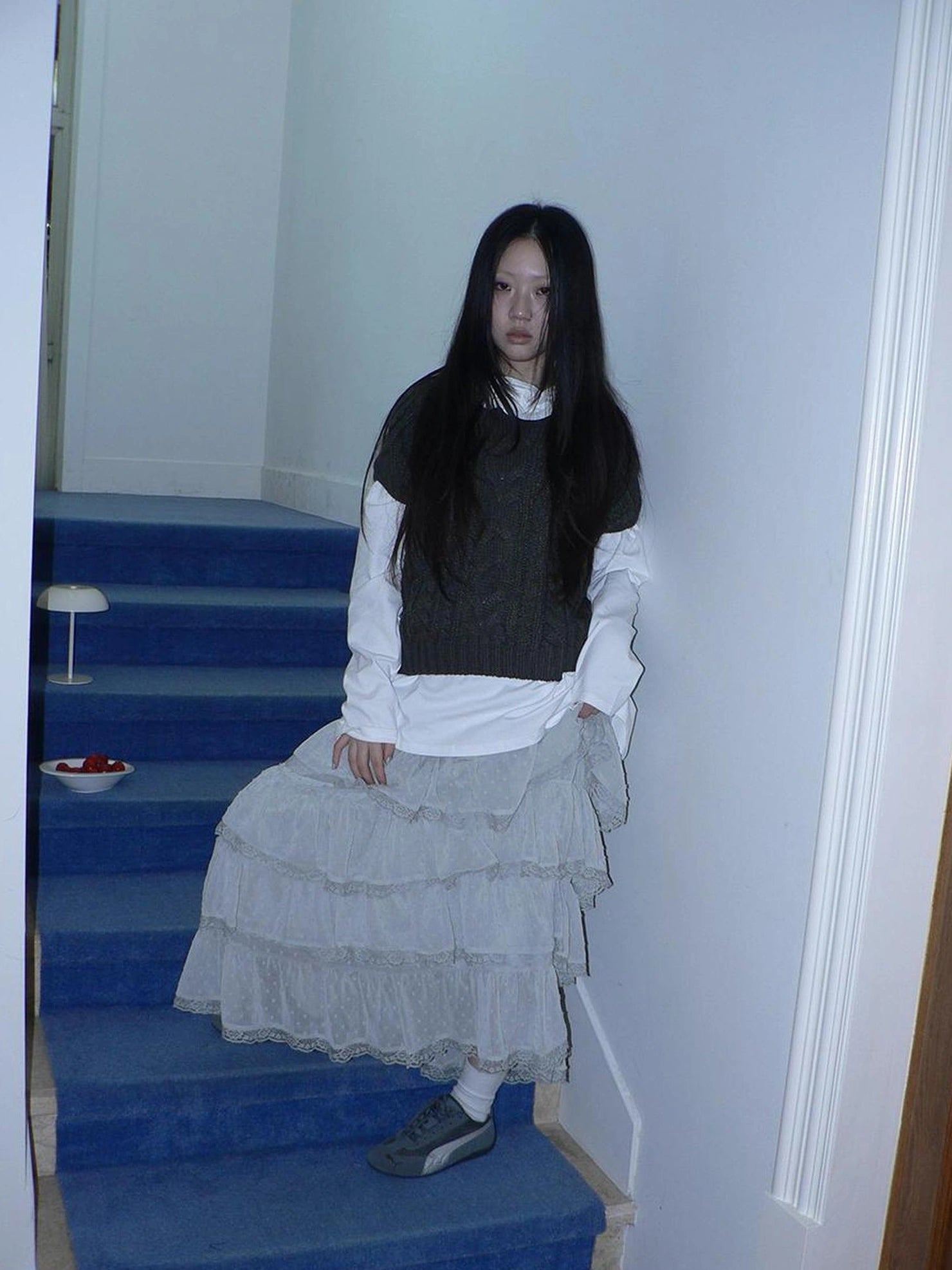 ang project Vintage Cable Knit Short Sleeve Crop Top Sweater