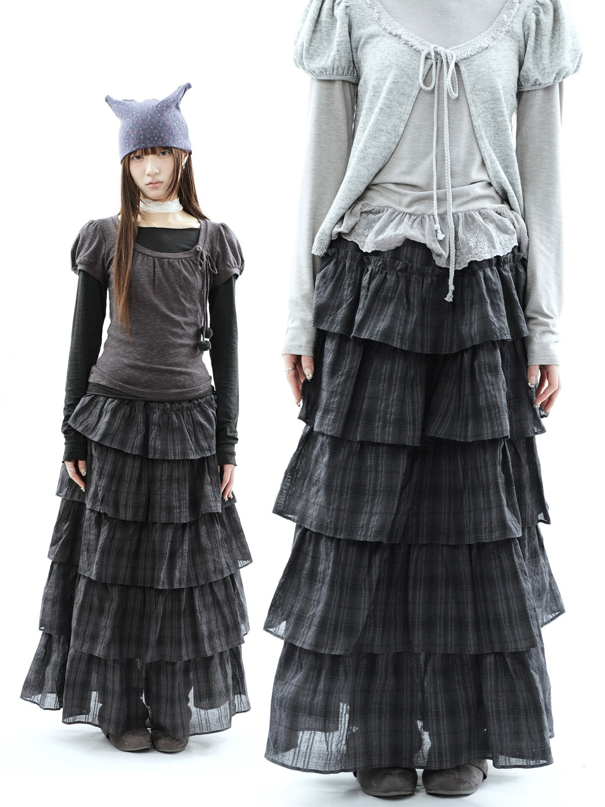 ang_project_Vintage_Checked_Patchwork_Tiered_Elastic_Waist_Women&