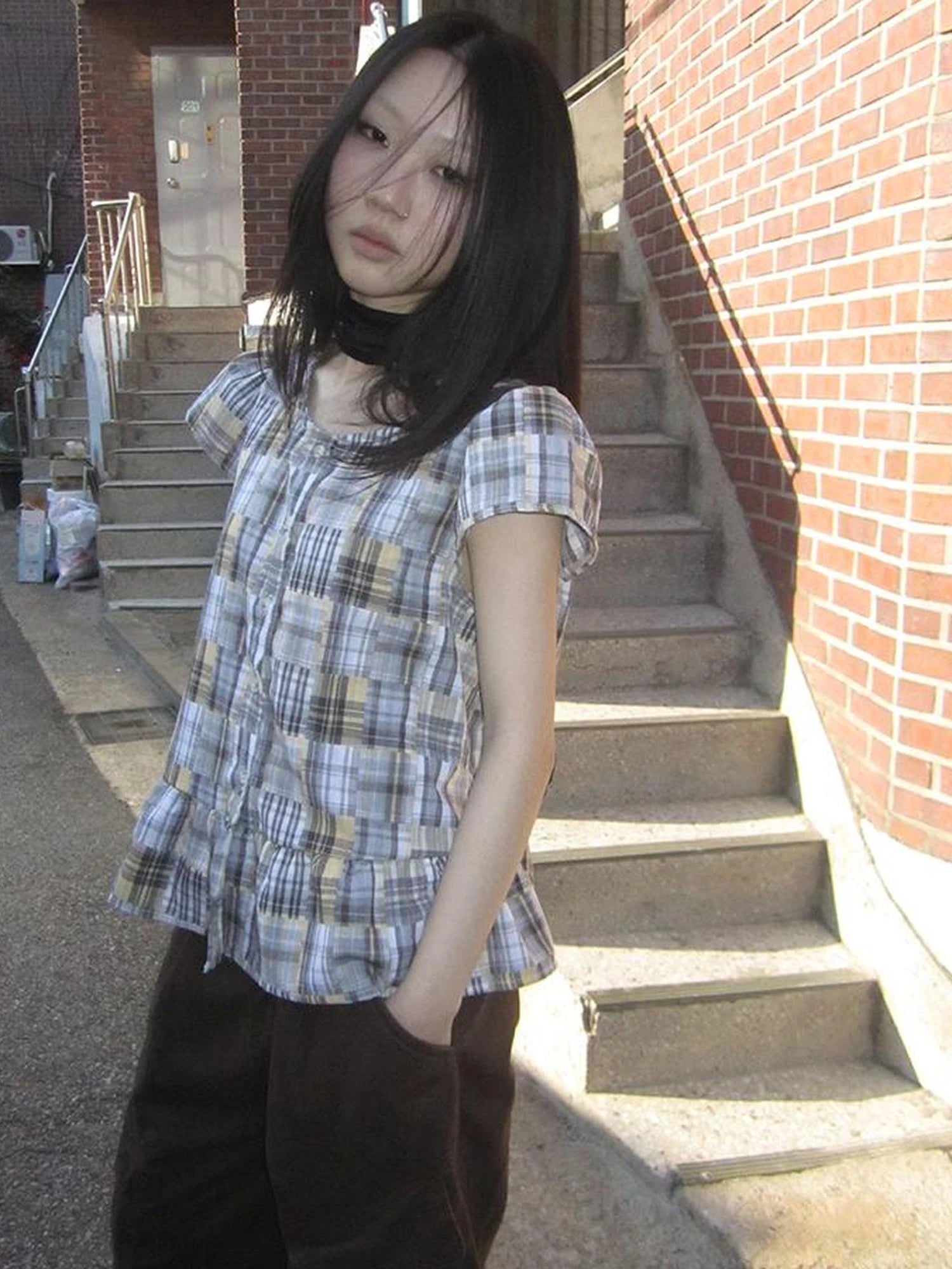 Vintage Checkered Patchwork Quarter Inch Socket Wrench Sleeve Top