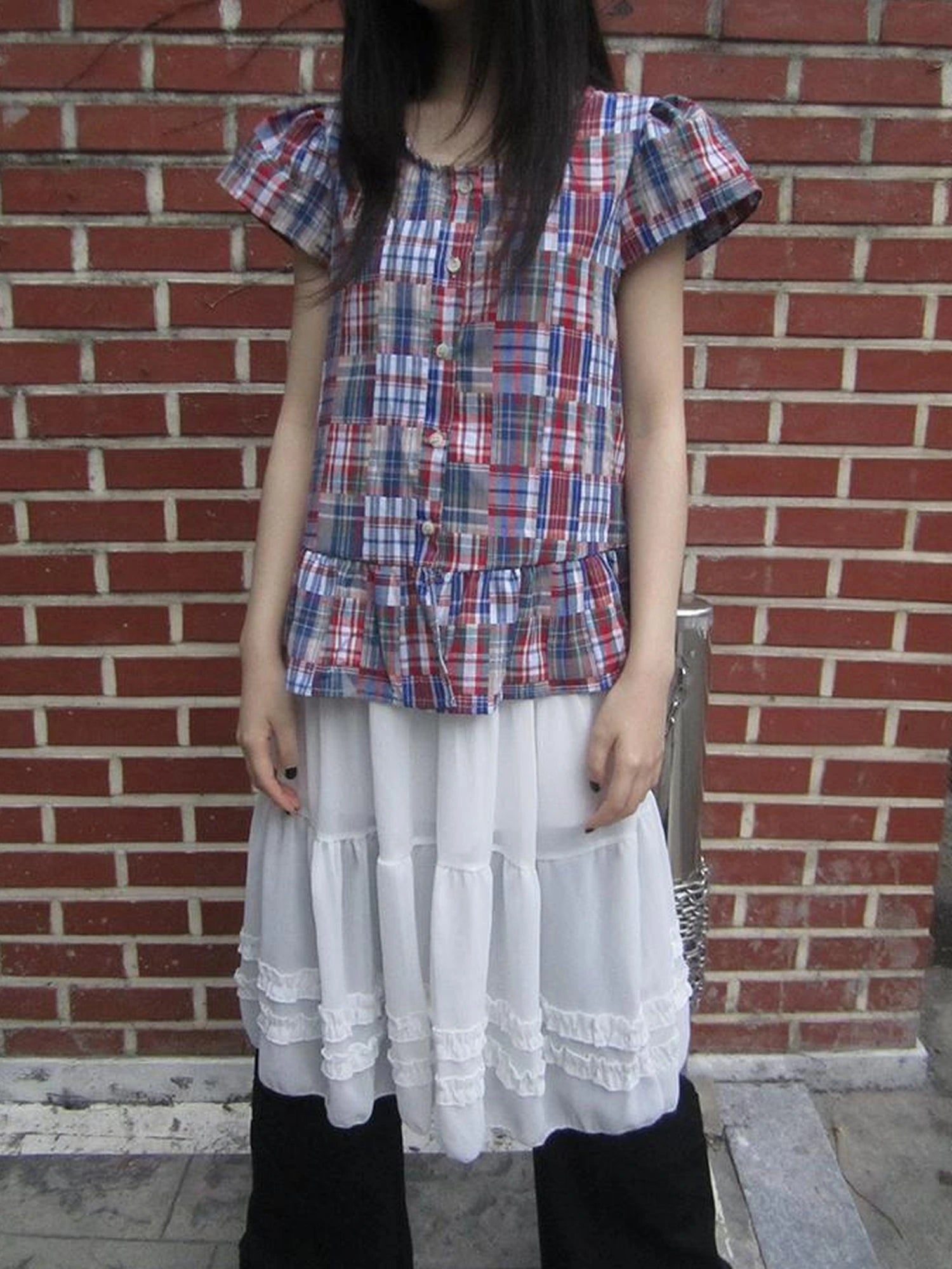 Vintage Checkered Patchwork Quarter Inch Socket Wrench Sleeve Top