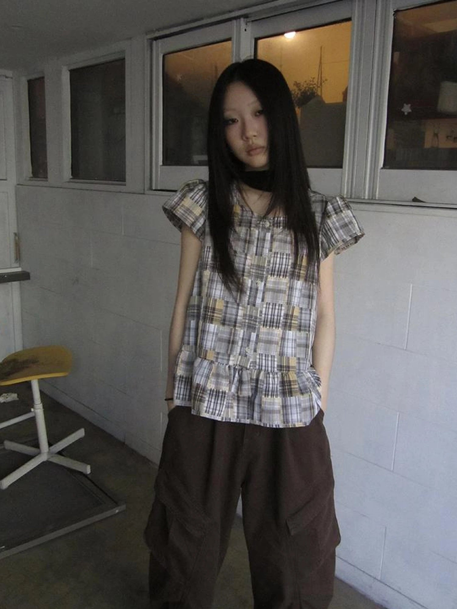 Vintage Checkered Patchwork Quarter Inch Socket Wrench Sleeve Top