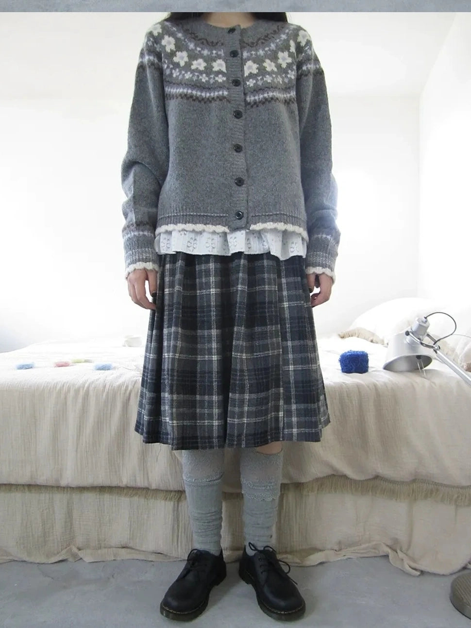 ang project Vintage Checkered Pleated Wool Skirt Skirt