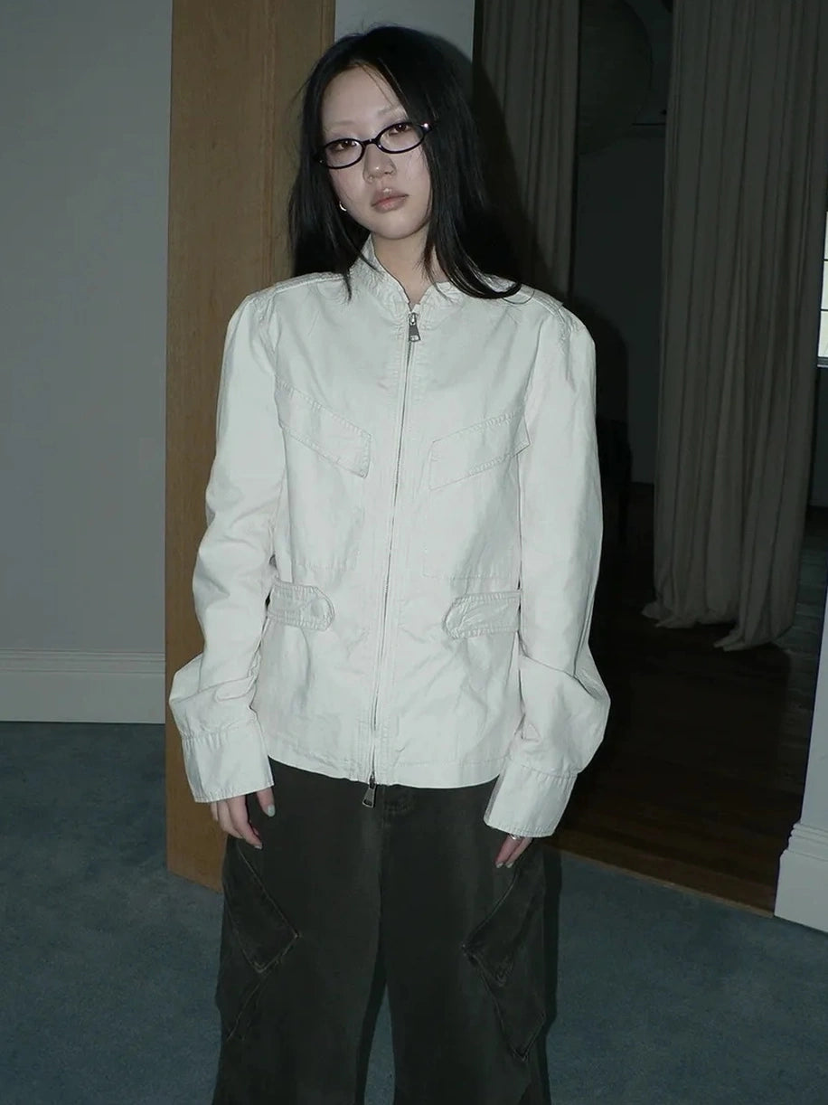 ang project Vintage Collar Dual Zip Utility Jacket Jacket