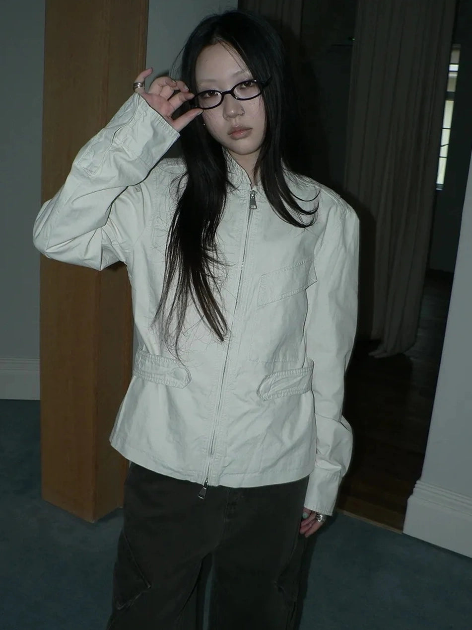 ang project Vintage Collar Dual Zip Utility Jacket Jacket