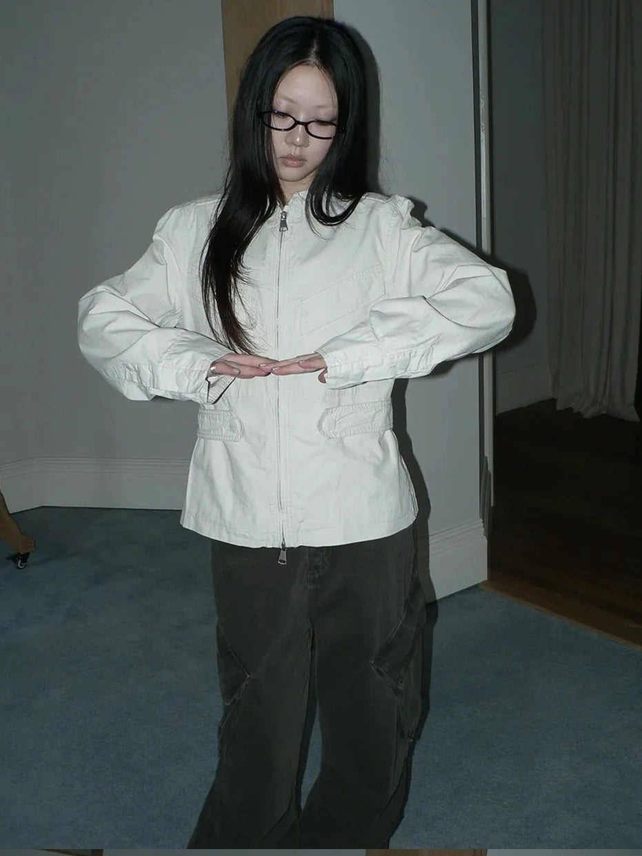 ang project Vintage Collar Dual Zip Utility Jacket Jacket