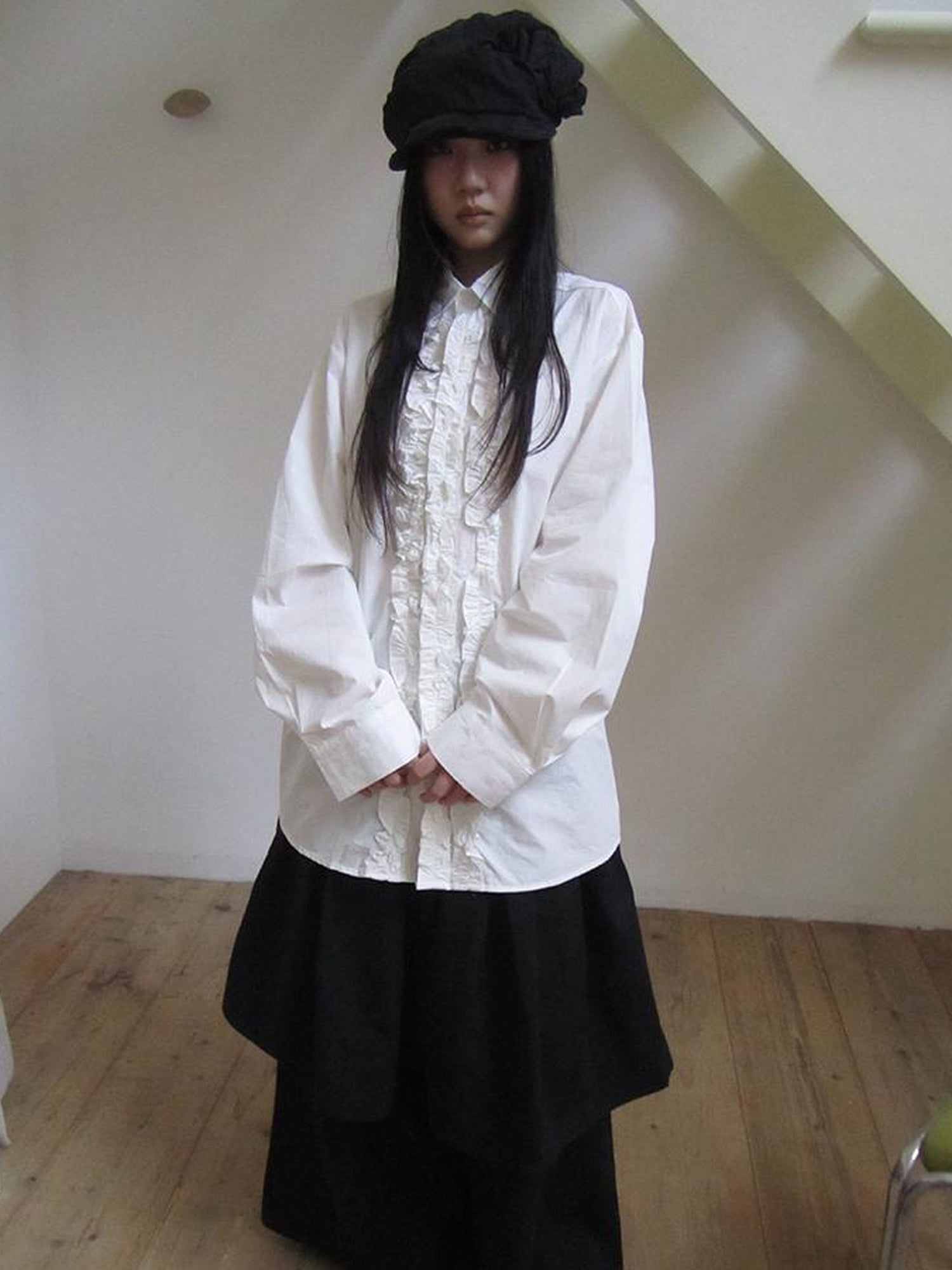 ang project Vintage Collar Lace Trim Oversized Blouse