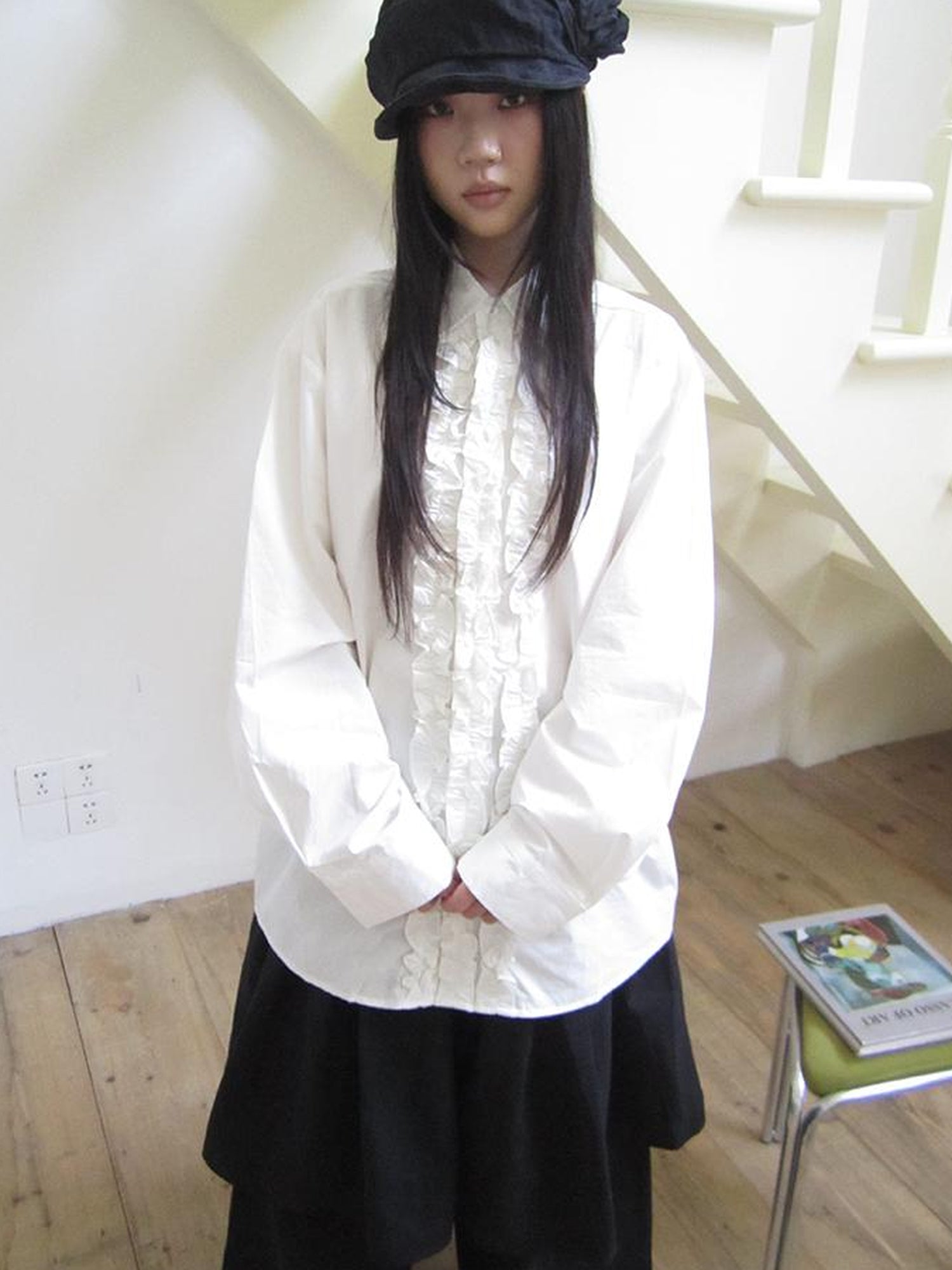 ang project Vintage Collar Lace Trim Oversized Blouse