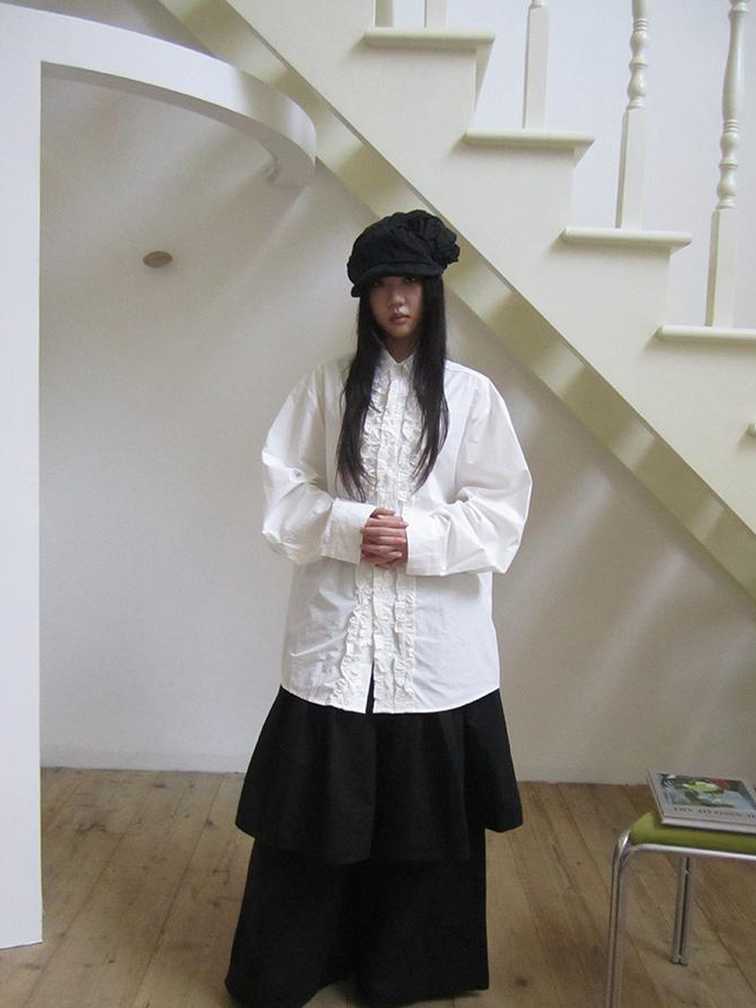 ang project Vintage Collar Lace Trim Oversized Blouse