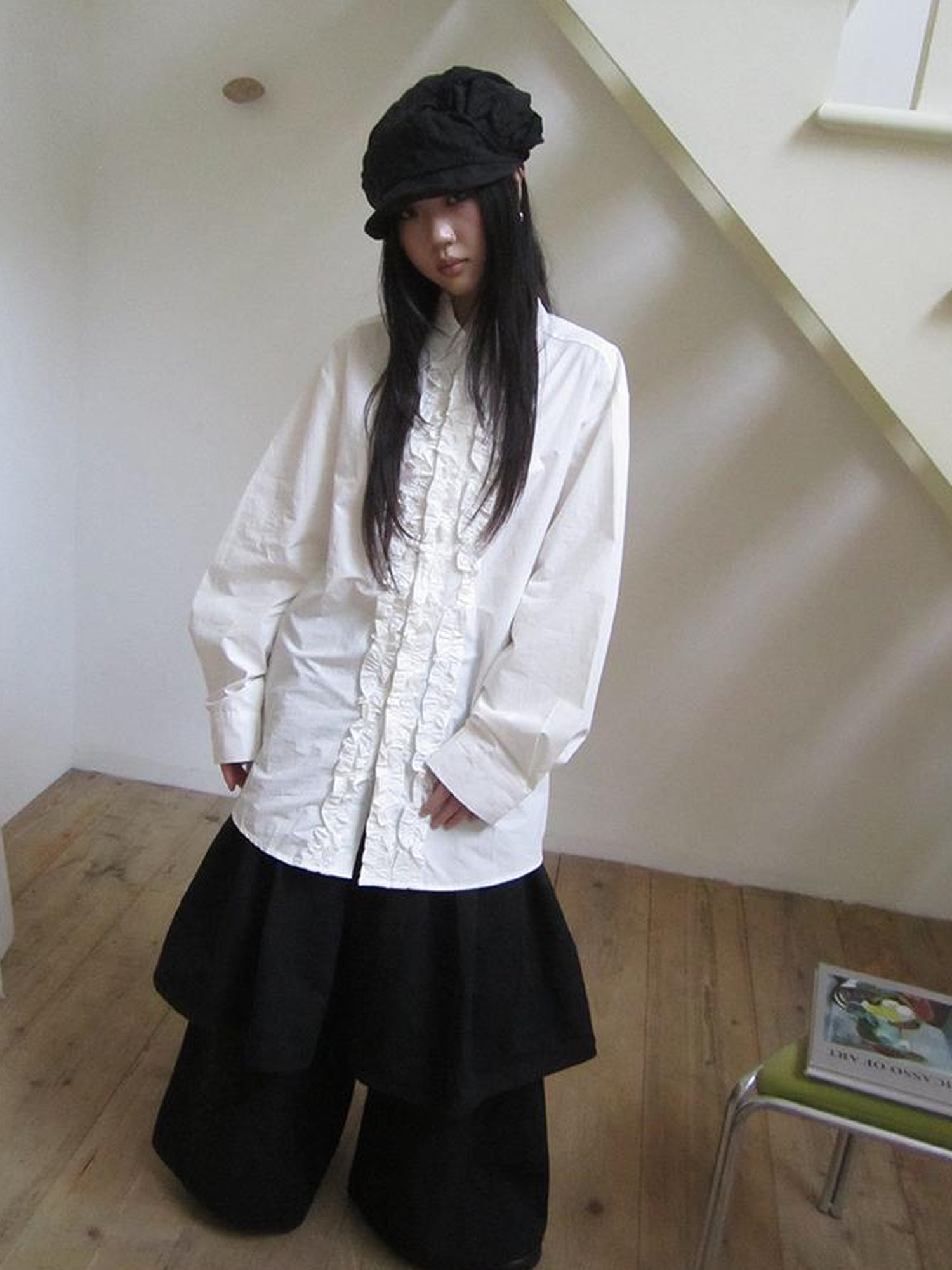 ang project Vintage Collar Lace Trim Oversized Blouse