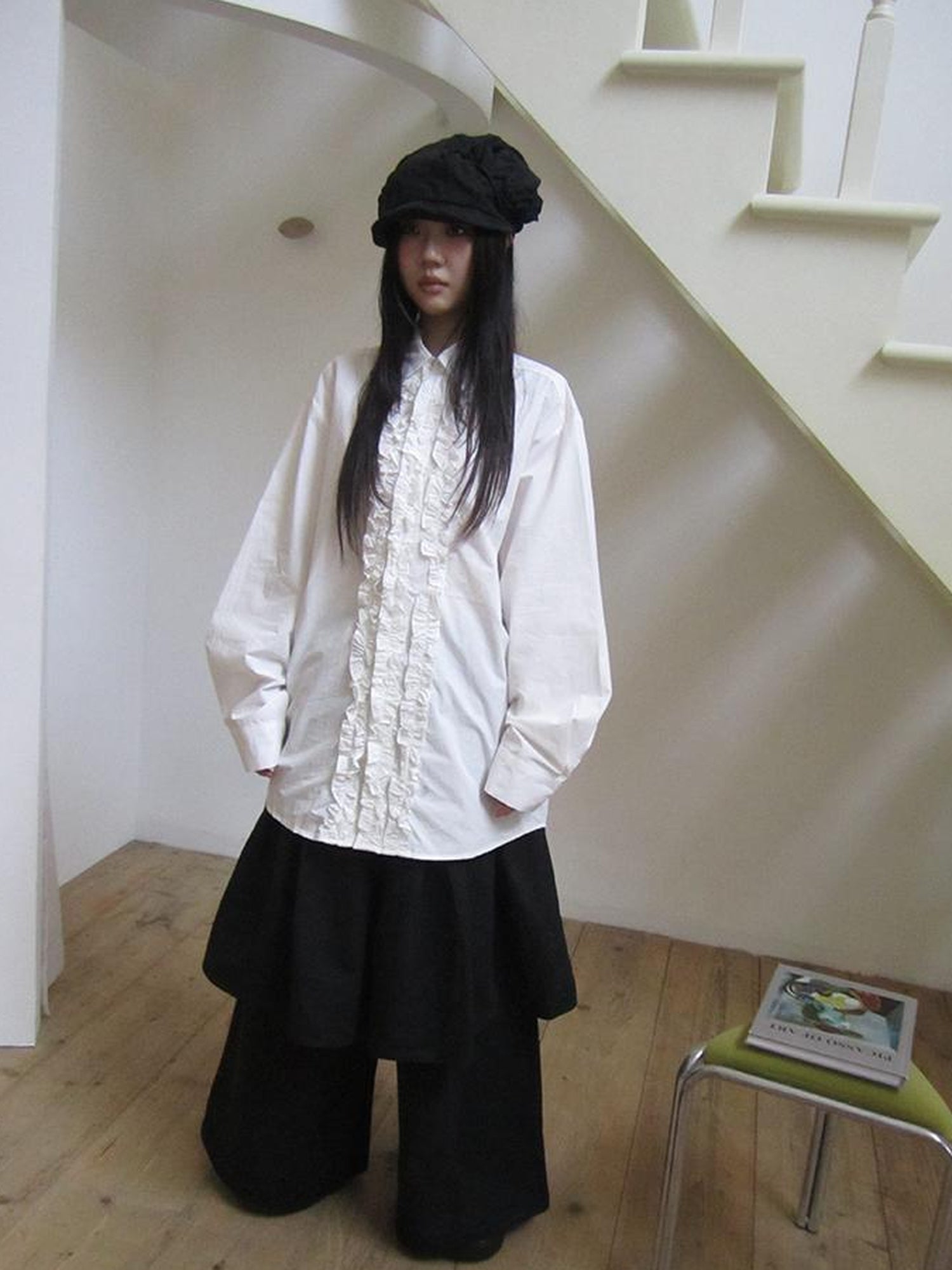 ang project Vintage Collar Lace Trim Oversized Blouse