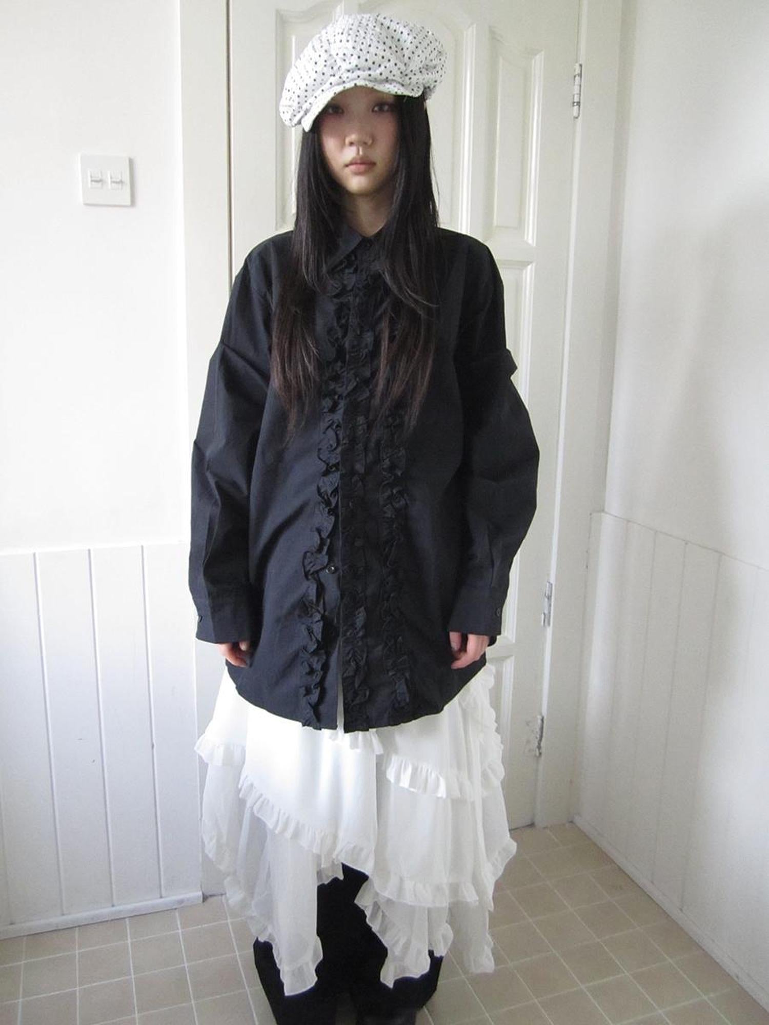 ang project Vintage Collar Lace Trim Oversized Blouse