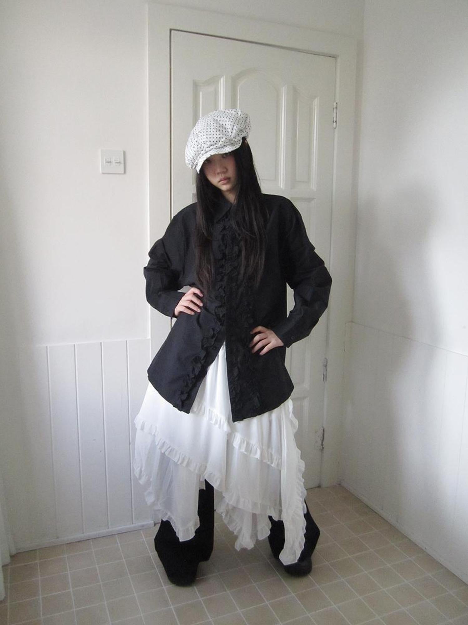 ang project Vintage Collar Lace Trim Oversized Blouse