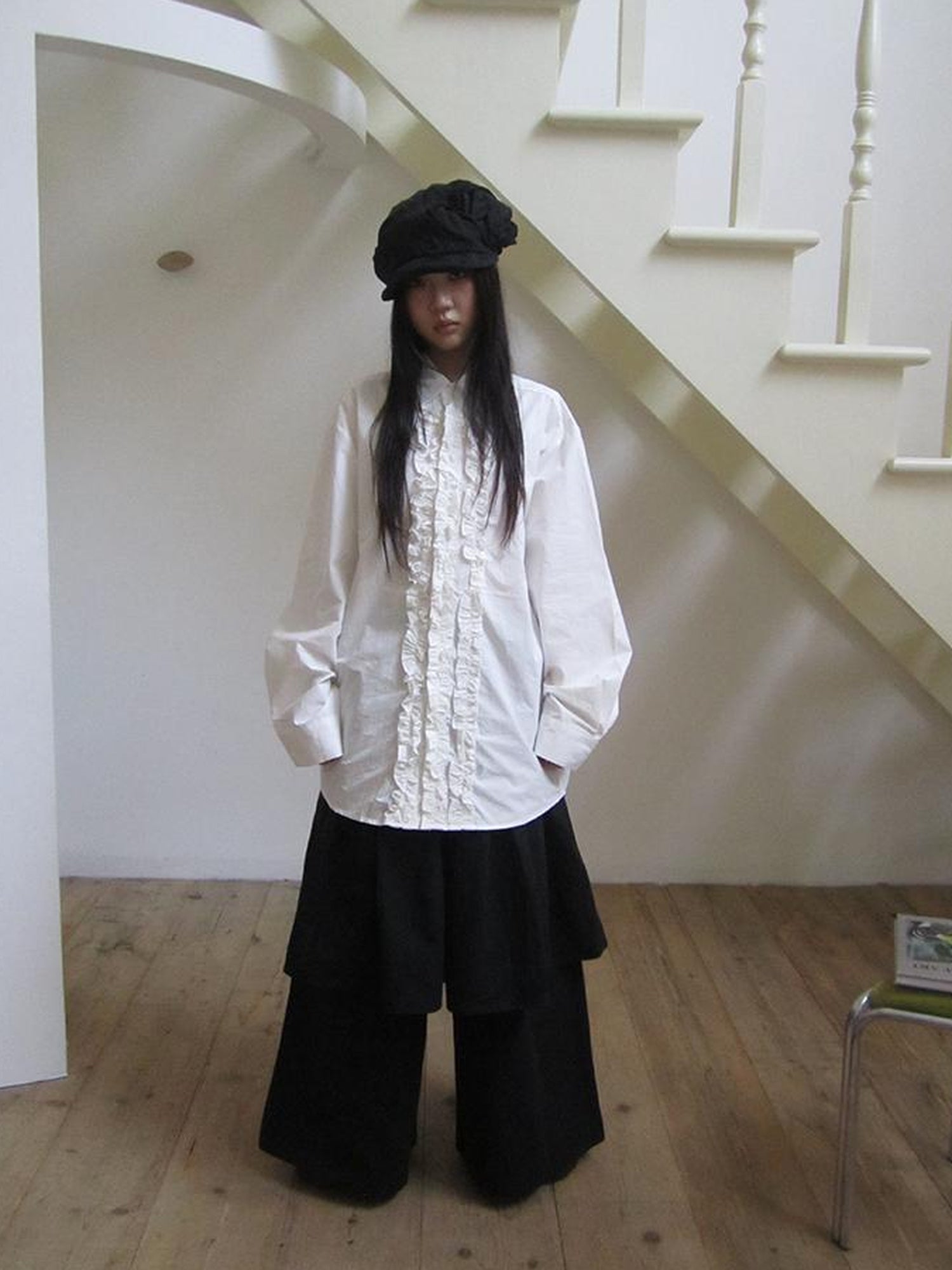 ang project Vintage Collar Lace Trim Oversized Blouse