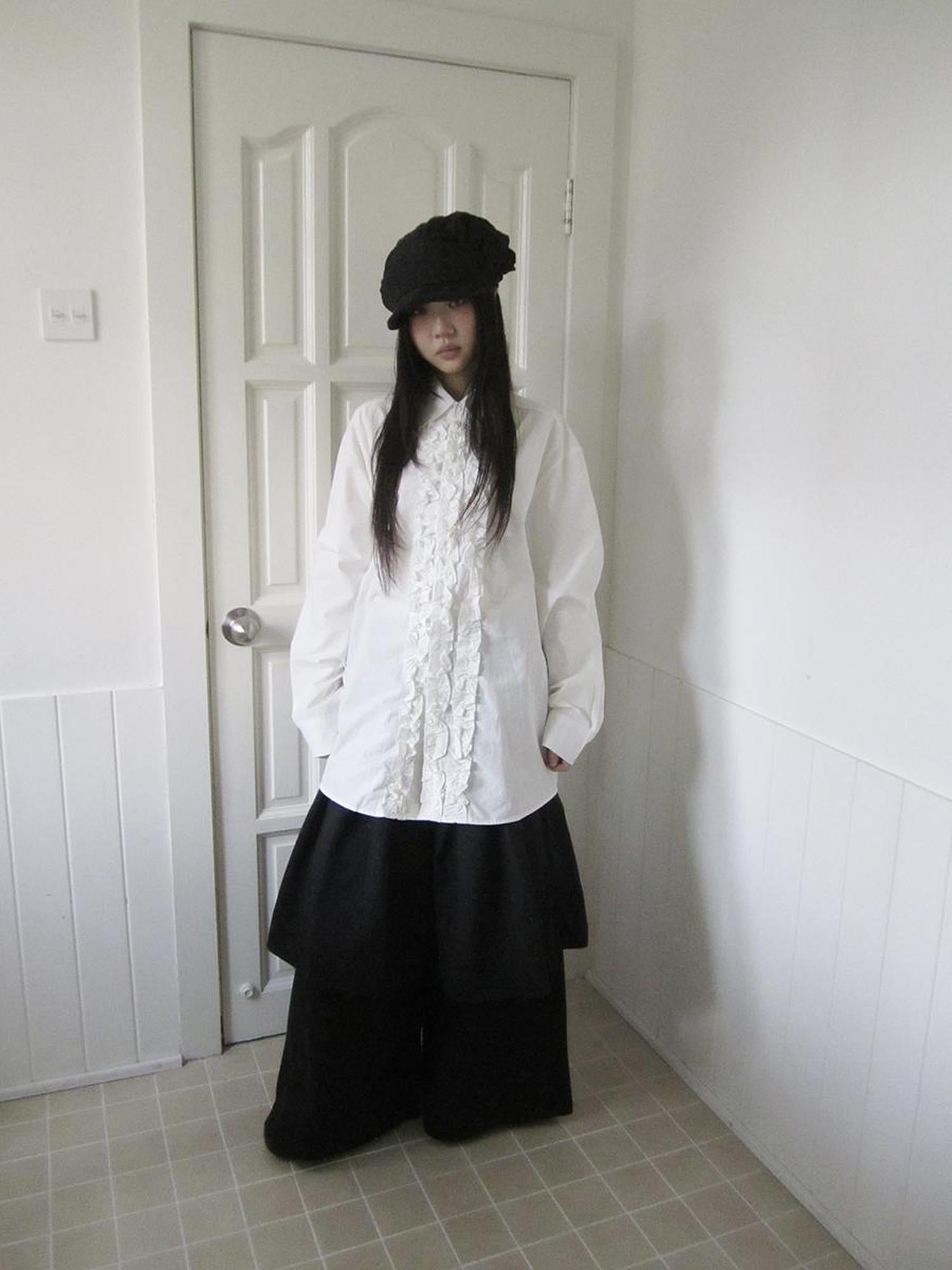 ang project Vintage Collar Lace Trim Oversized Blouse