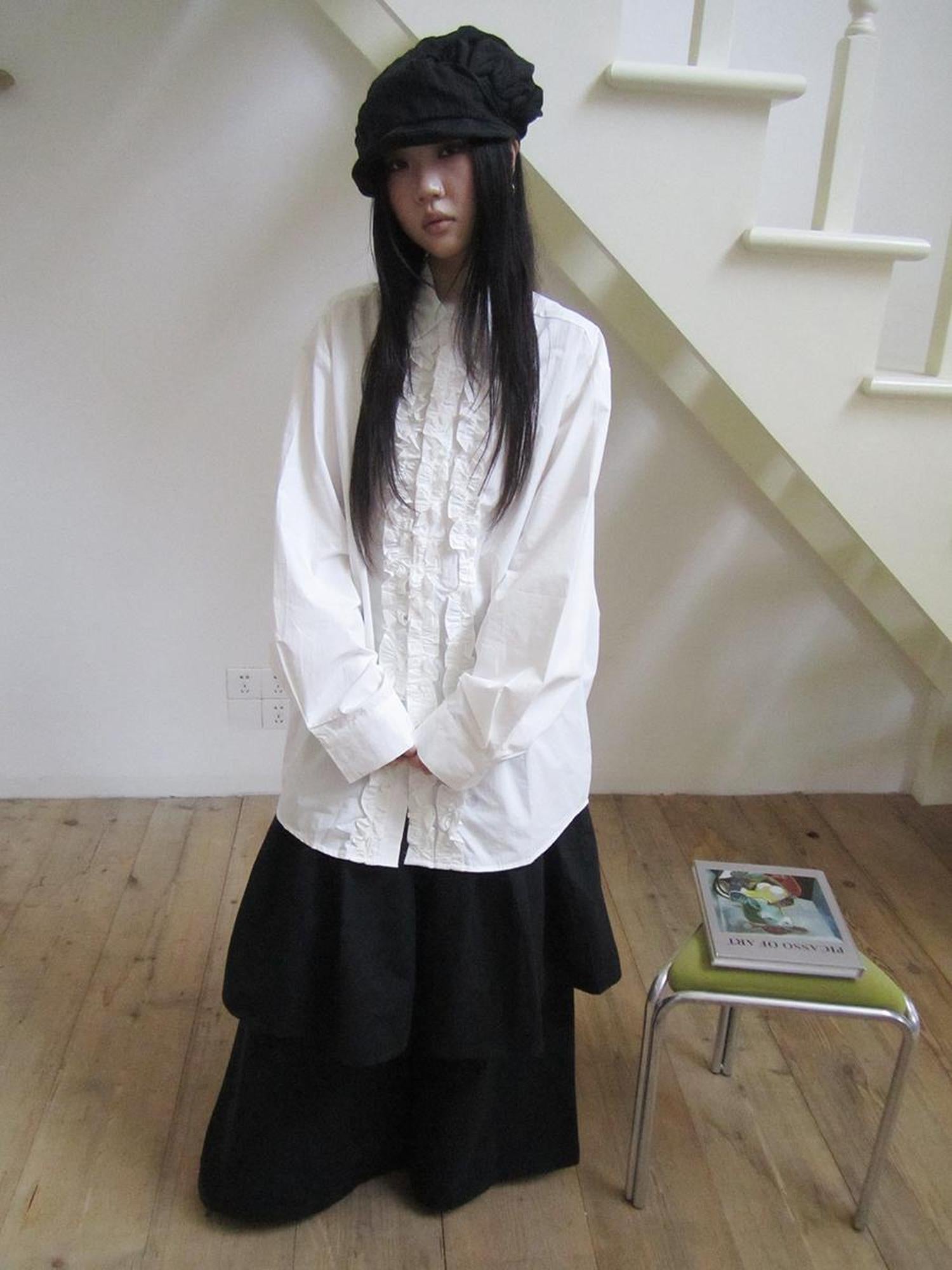 ang project Vintage Collar Lace Trim Oversized Blouse