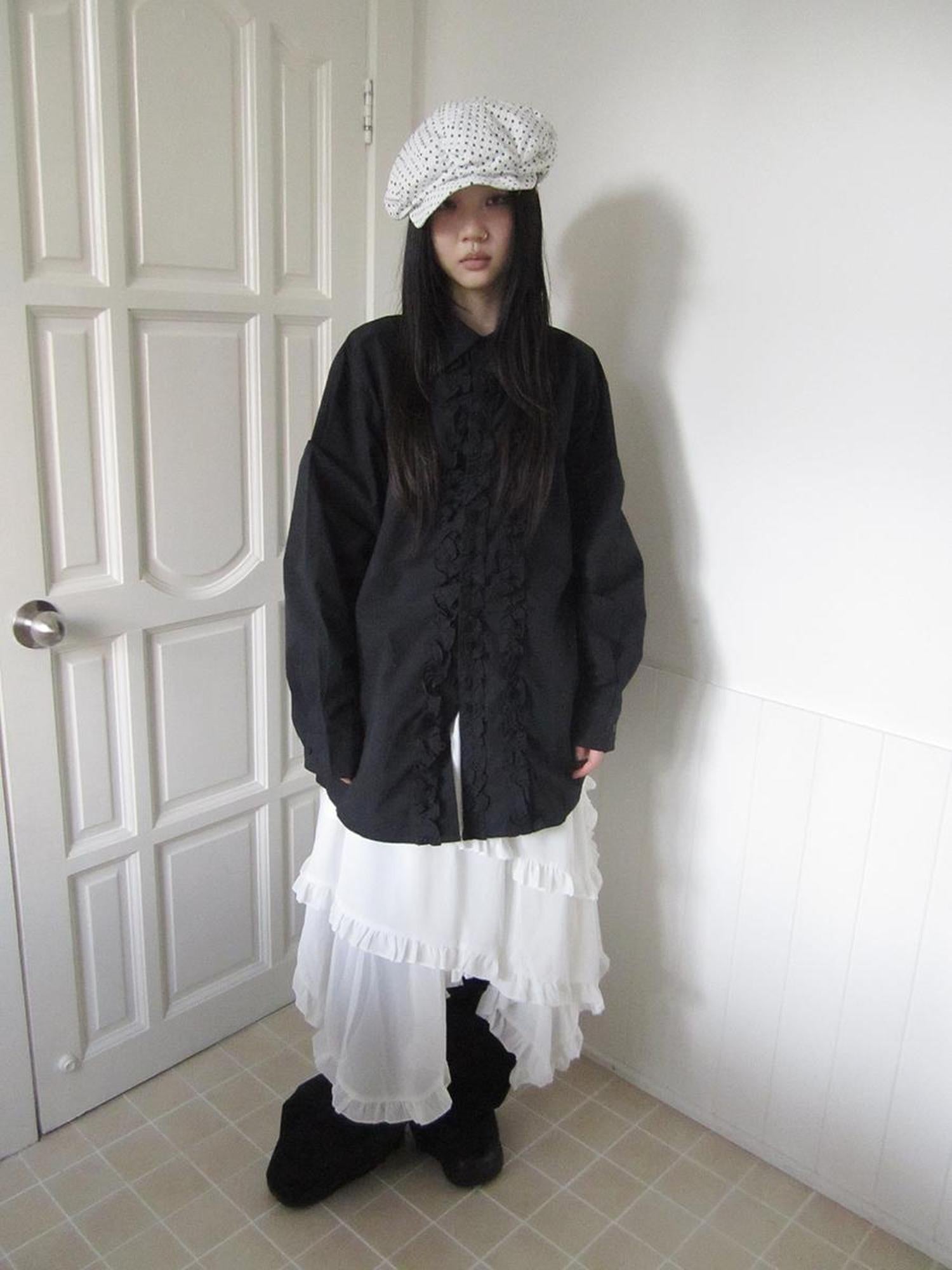 ang project Vintage Collar Lace Trim Oversized Blouse