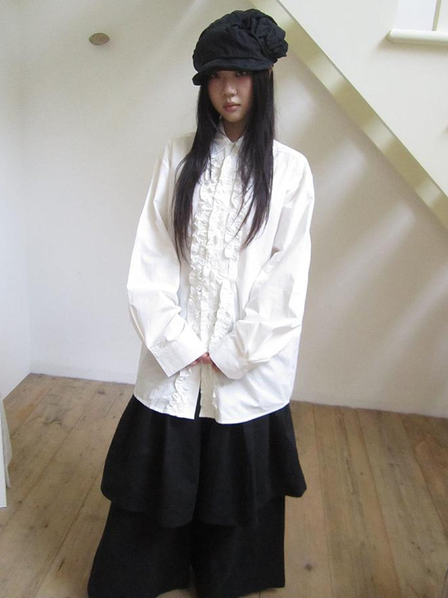ang project Vintage Collar Lace Trim Oversized Blouse
