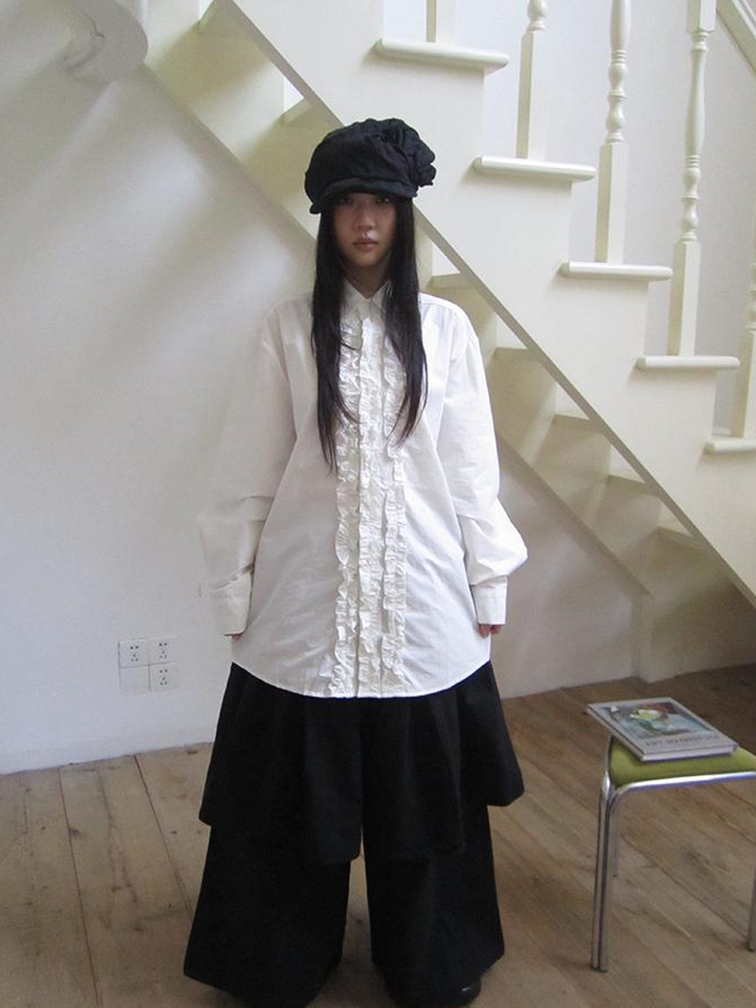 ang project Vintage Collar Lace Trim Oversized Blouse