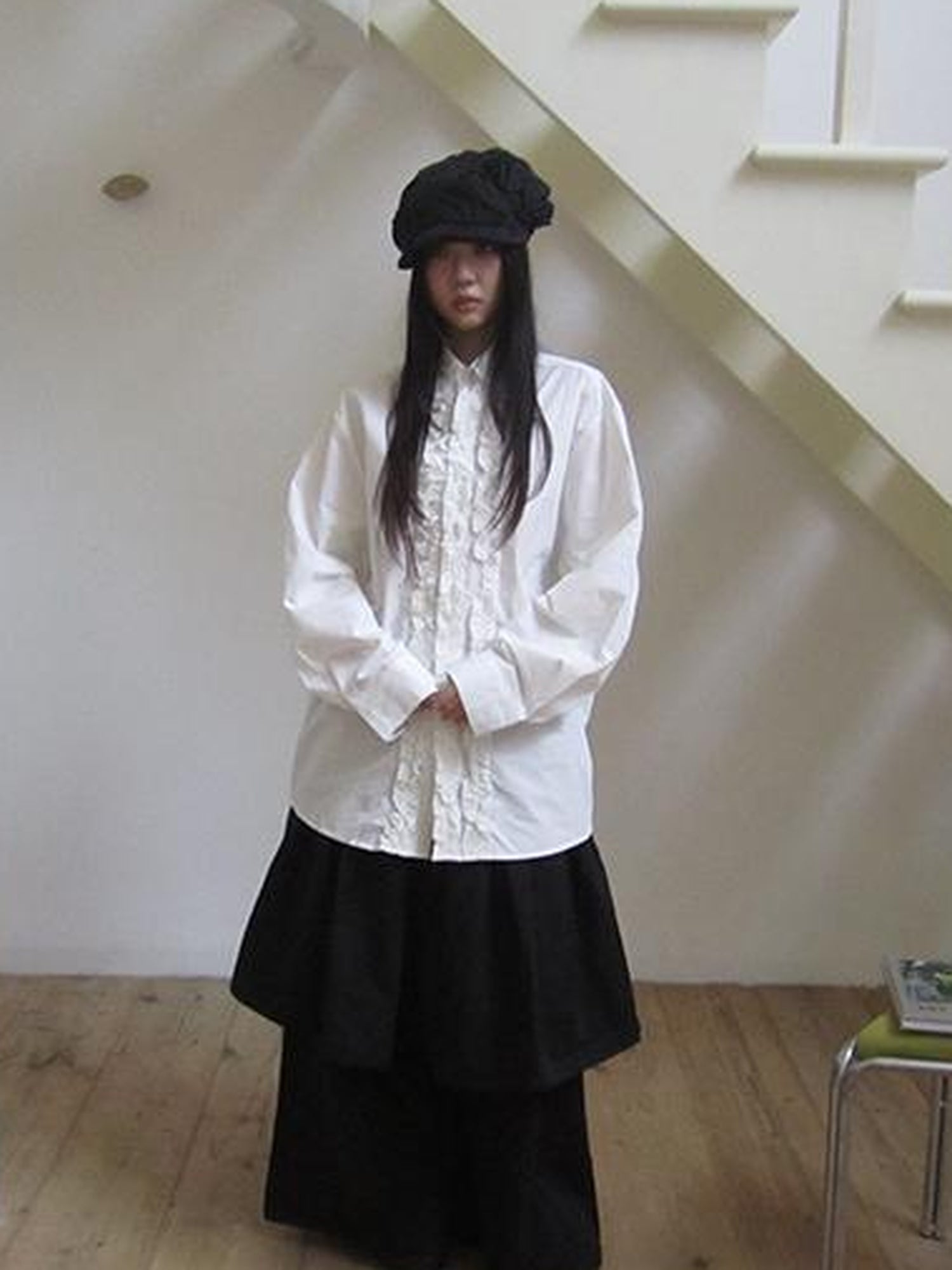ang project Vintage Collar Lace Trim Oversized Blouse