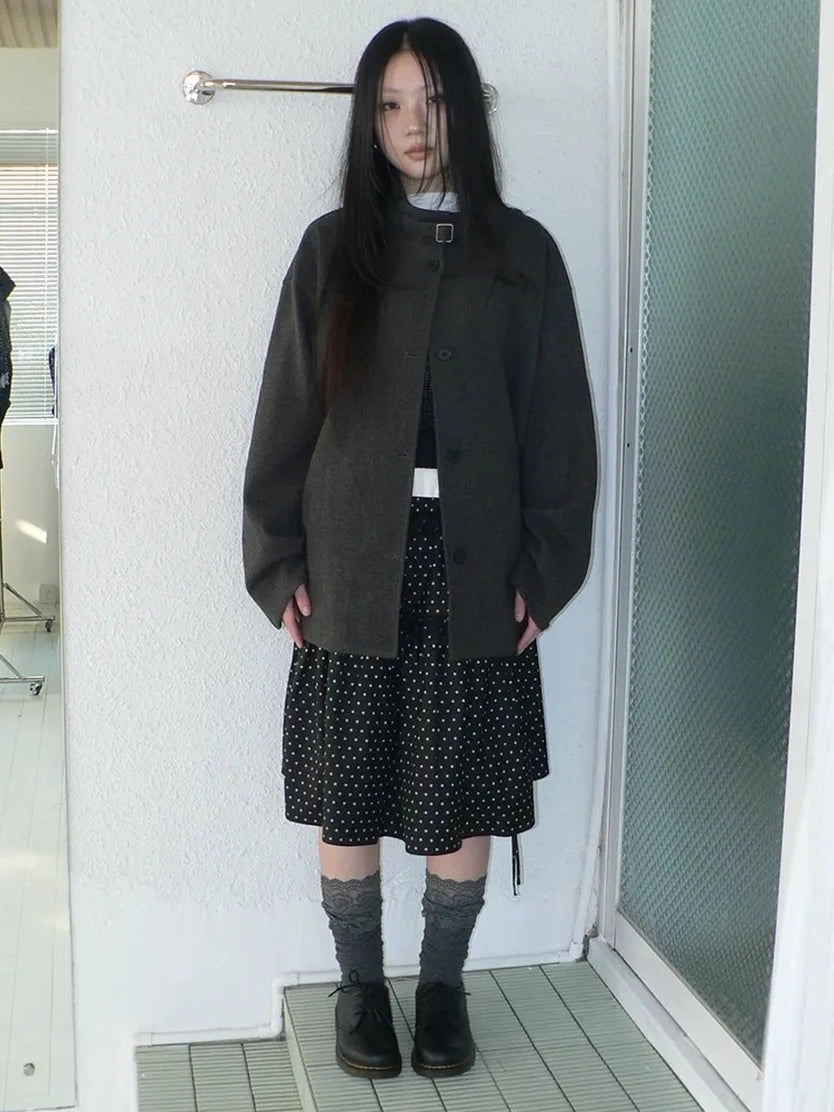 ang project Vintage Collar Single Breasted Wool Coat Jacket