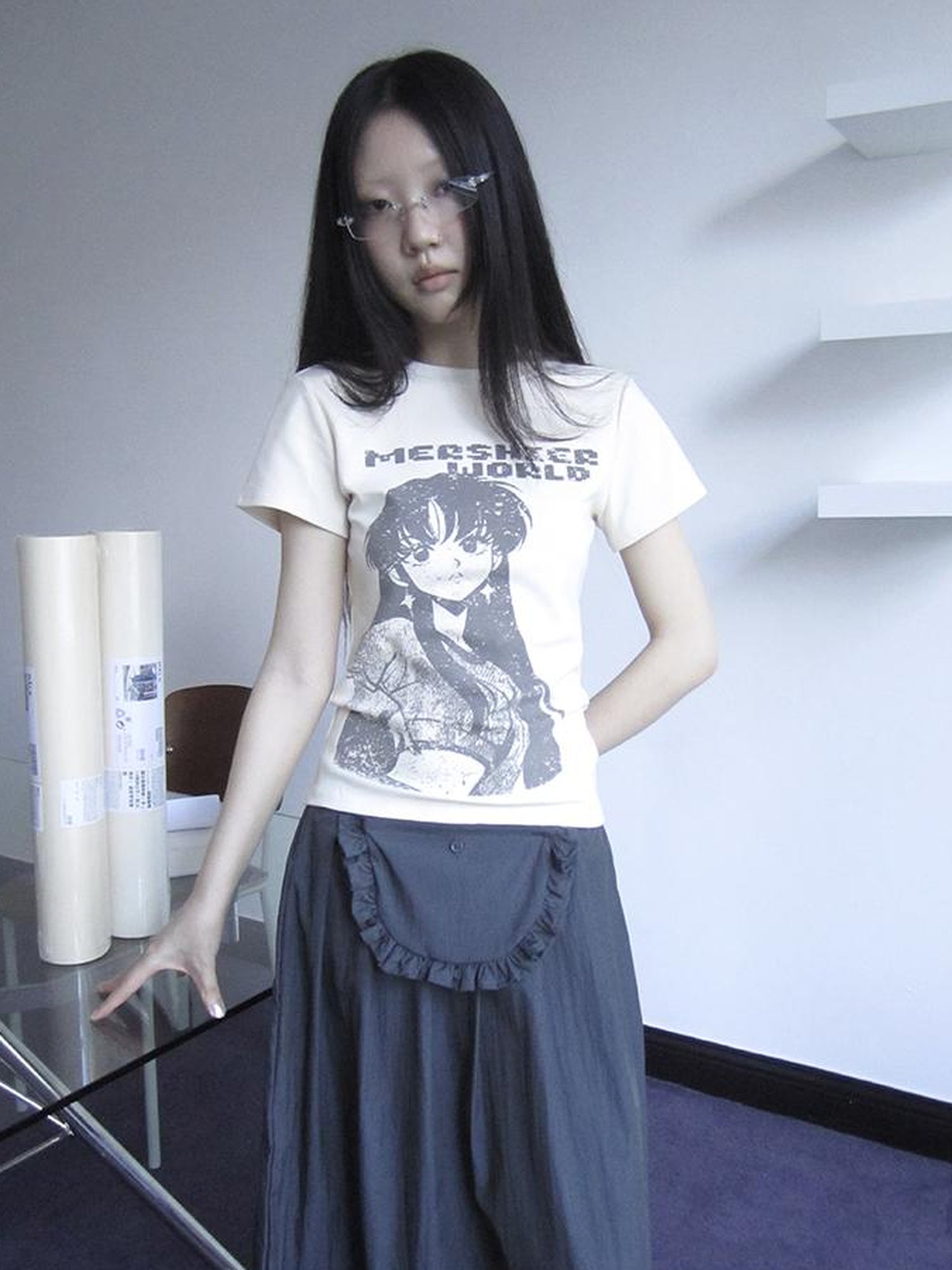 Updateang project Vintage Comic Print Slim Fit T Shirt