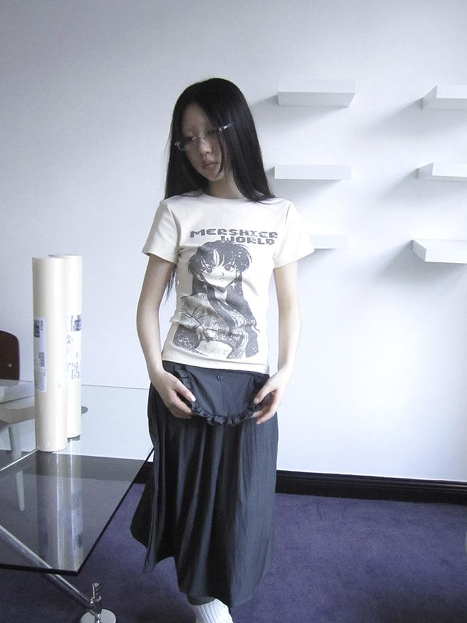 Updateang project Vintage Comic Print Slim Fit T Shirt