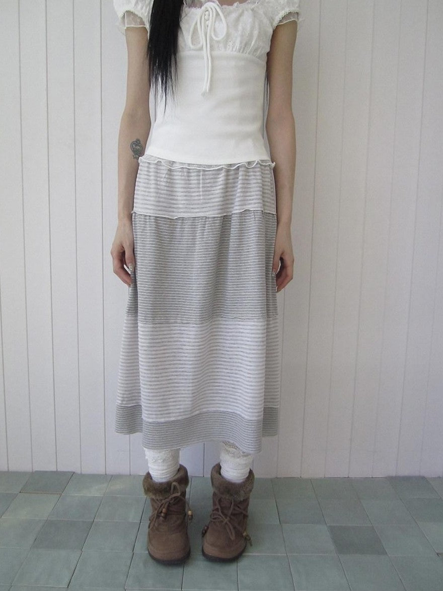 ang project Vintage Contrast Stripe Patchwork Women&