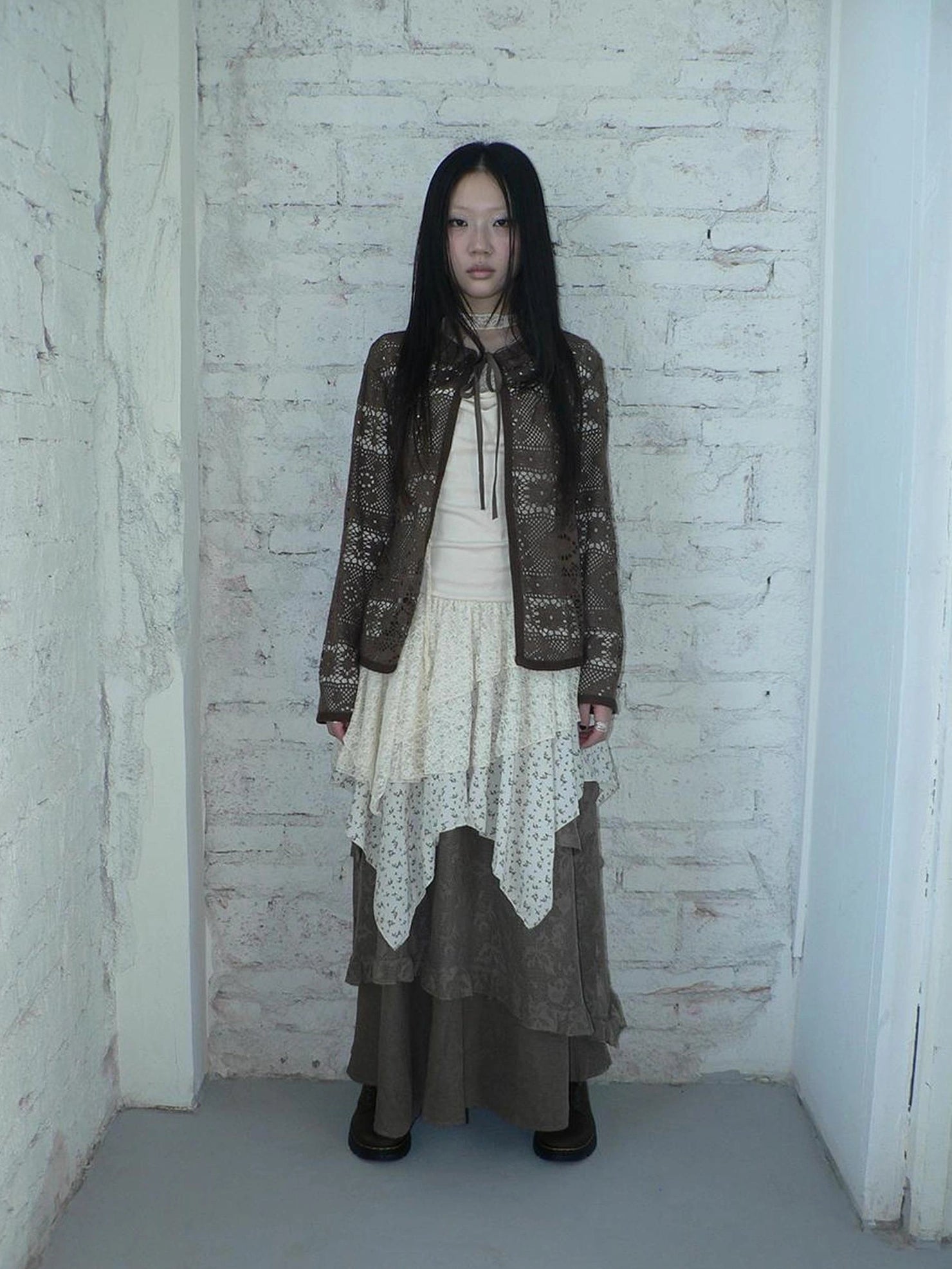 ang project Vintage Crochet Lace Long Sleeve Cardigan Cardigan