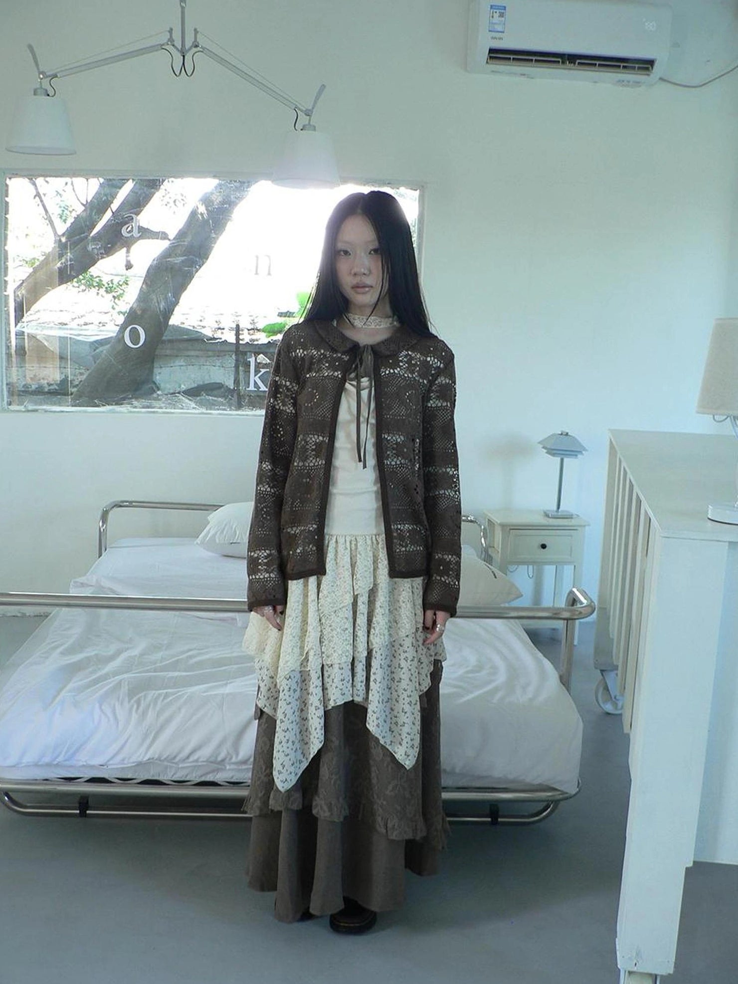 ang project Vintage Crochet Lace Long Sleeve Cardigan Cardigan