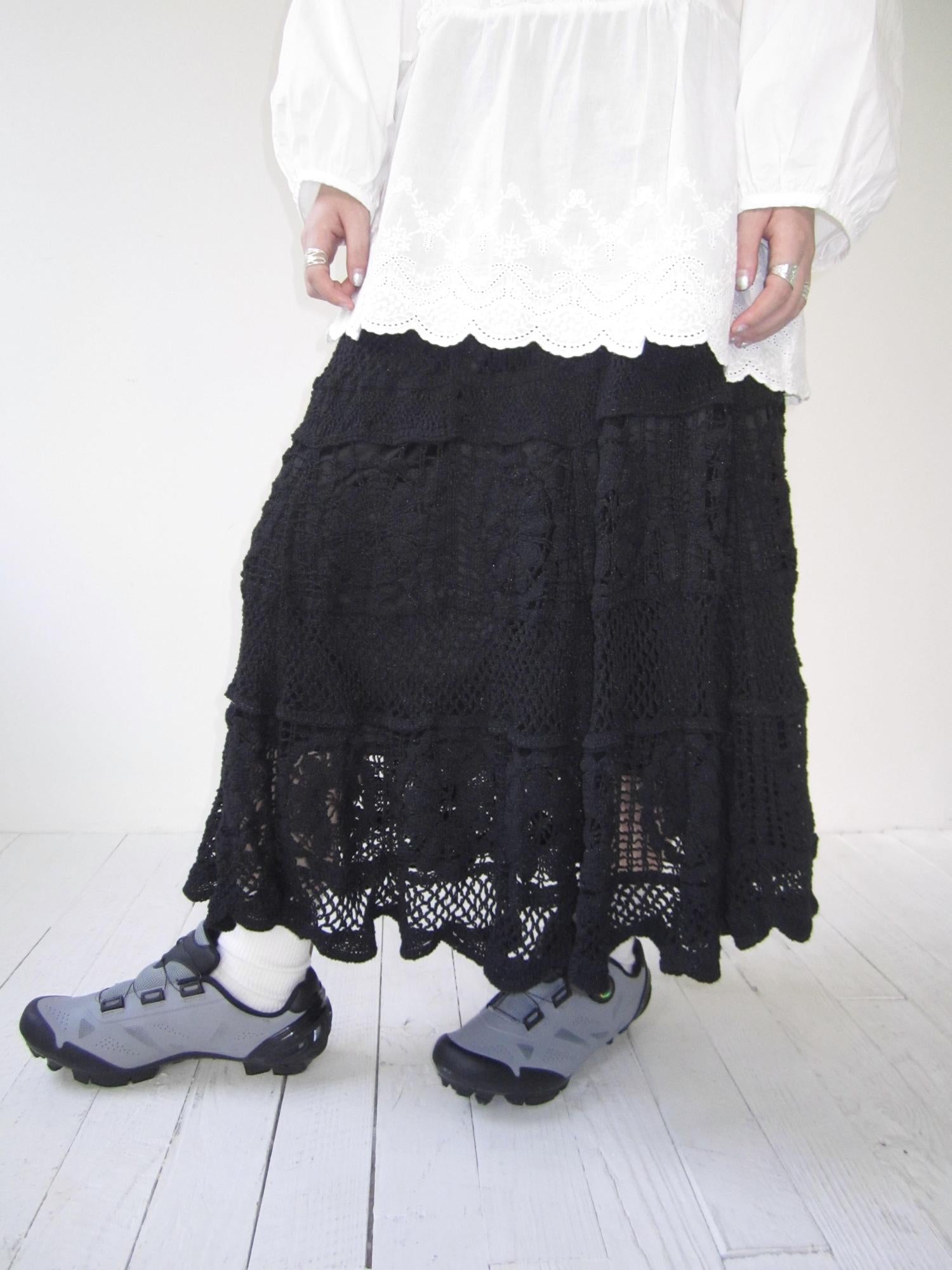 ang project Vintage Crochet Lace Maxi Skirt