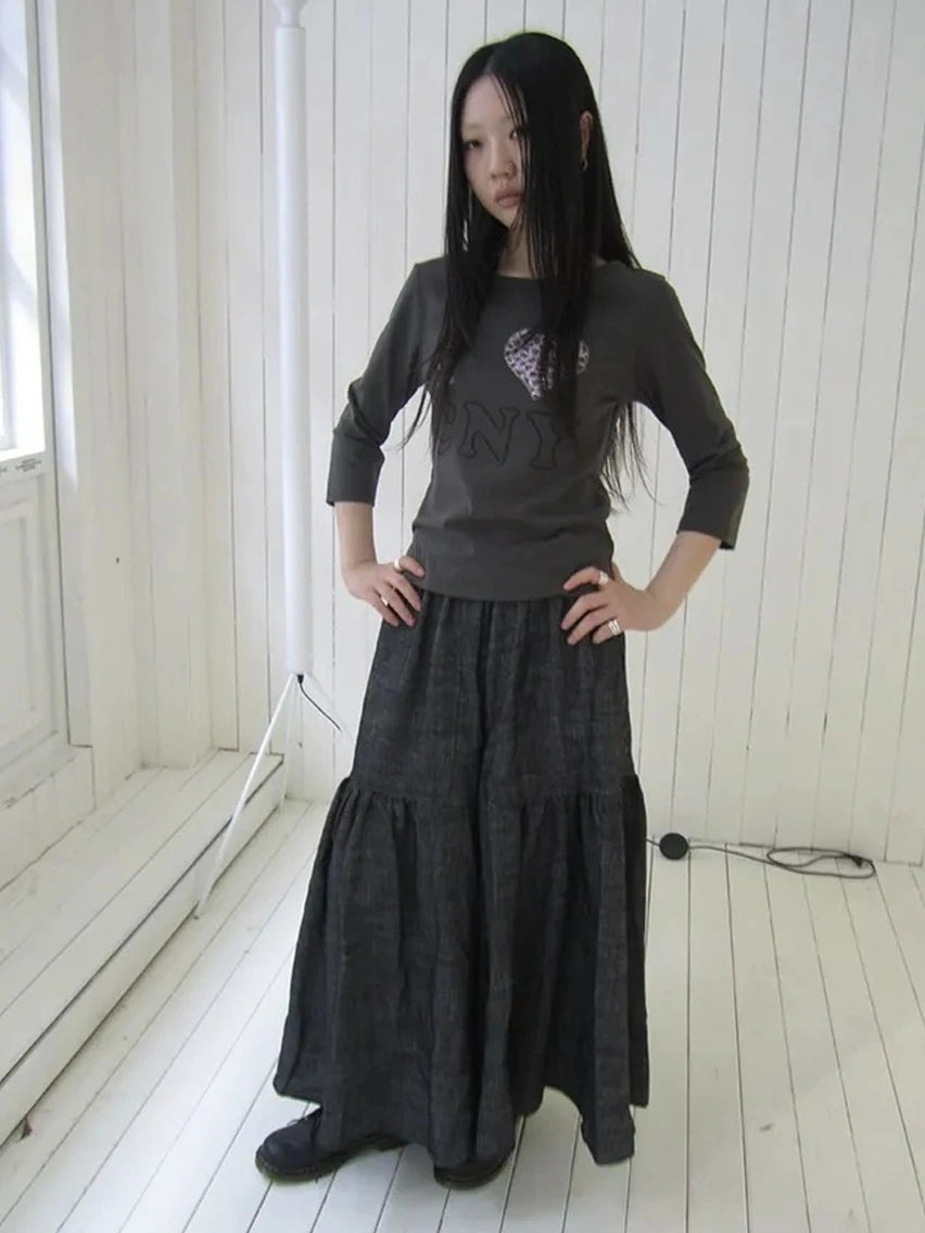 ang project Vintage Crystal Heart Print Tee T-shirt