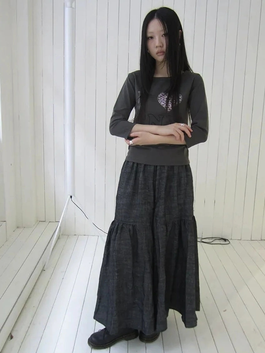 ang project Vintage Crystal Heart Print Tee T-shirt