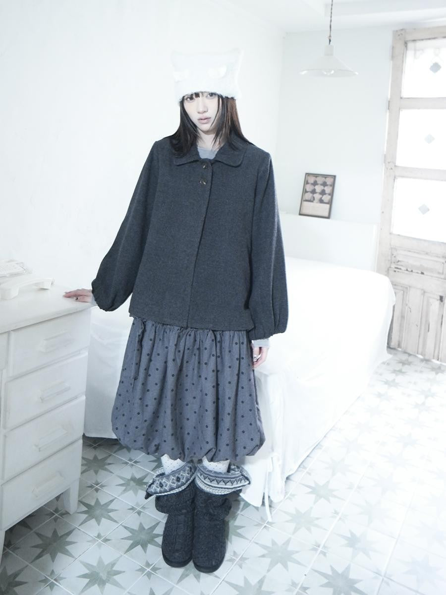 ang project Vintage Doll Collar Two Button Solid Women&