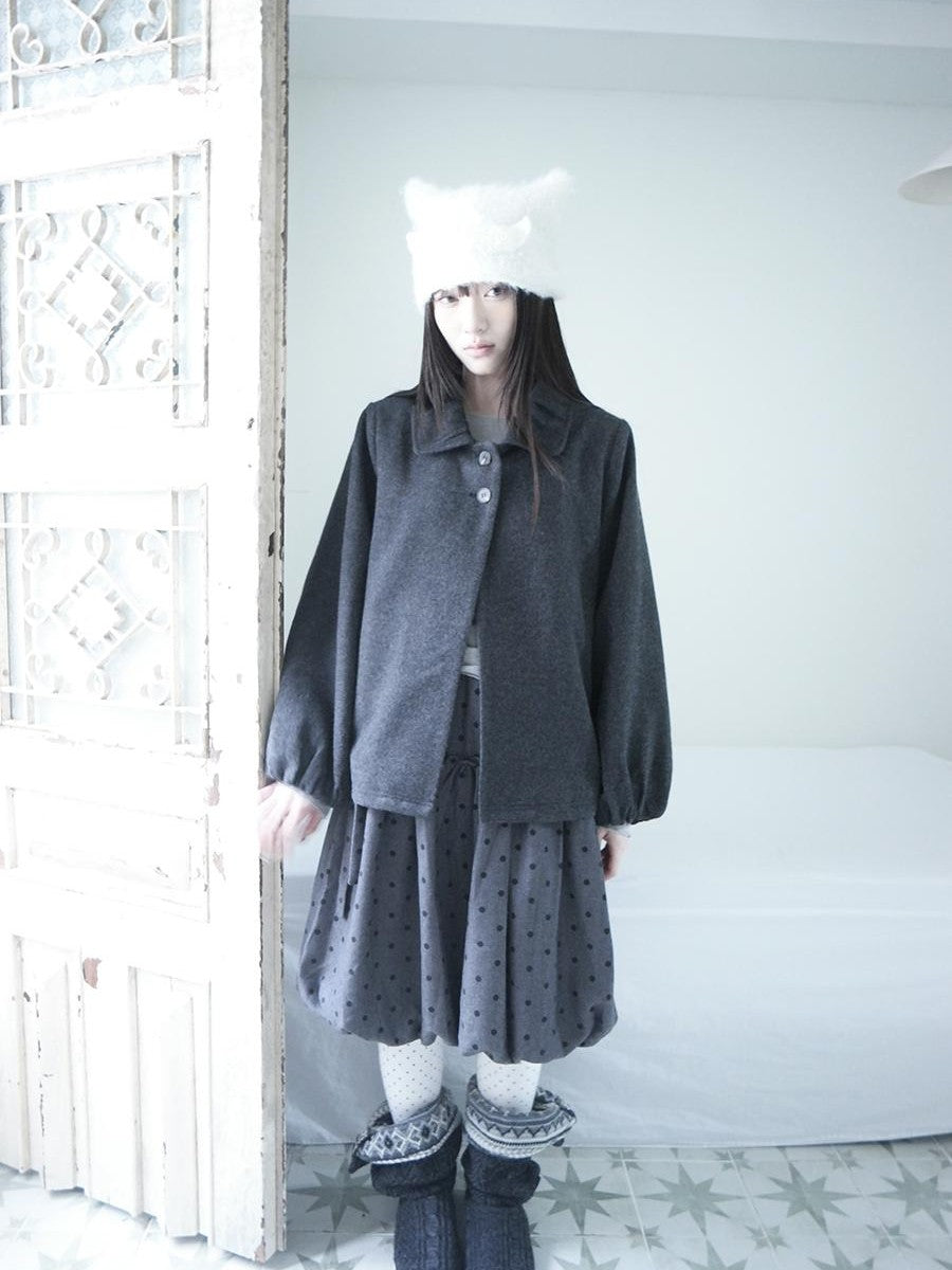 ang project Vintage Doll Collar Two Button Solid Women&