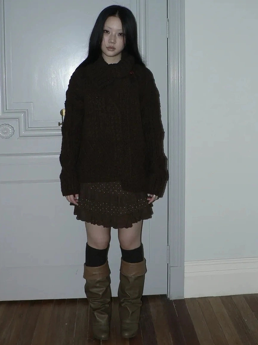 ang project Vintage Dot Print Lace Trim Tiered Mini Skirt Skirt