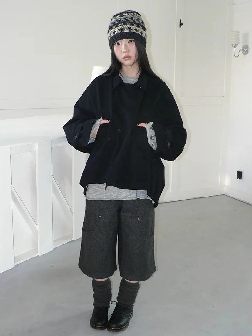 ang project Vintage Double Breasted Cropped Work Jacket Jacket