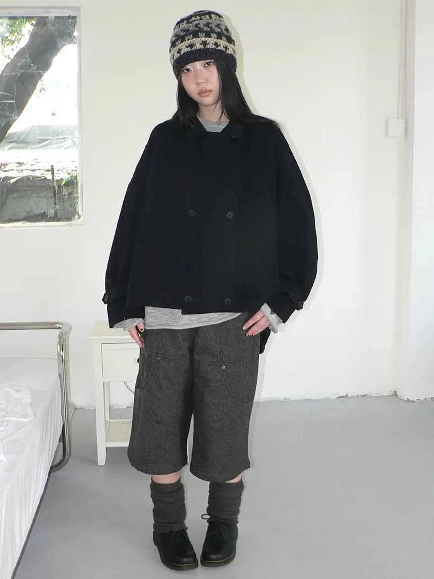 ang project Vintage Double Breasted Cropped Work Jacket Jacket