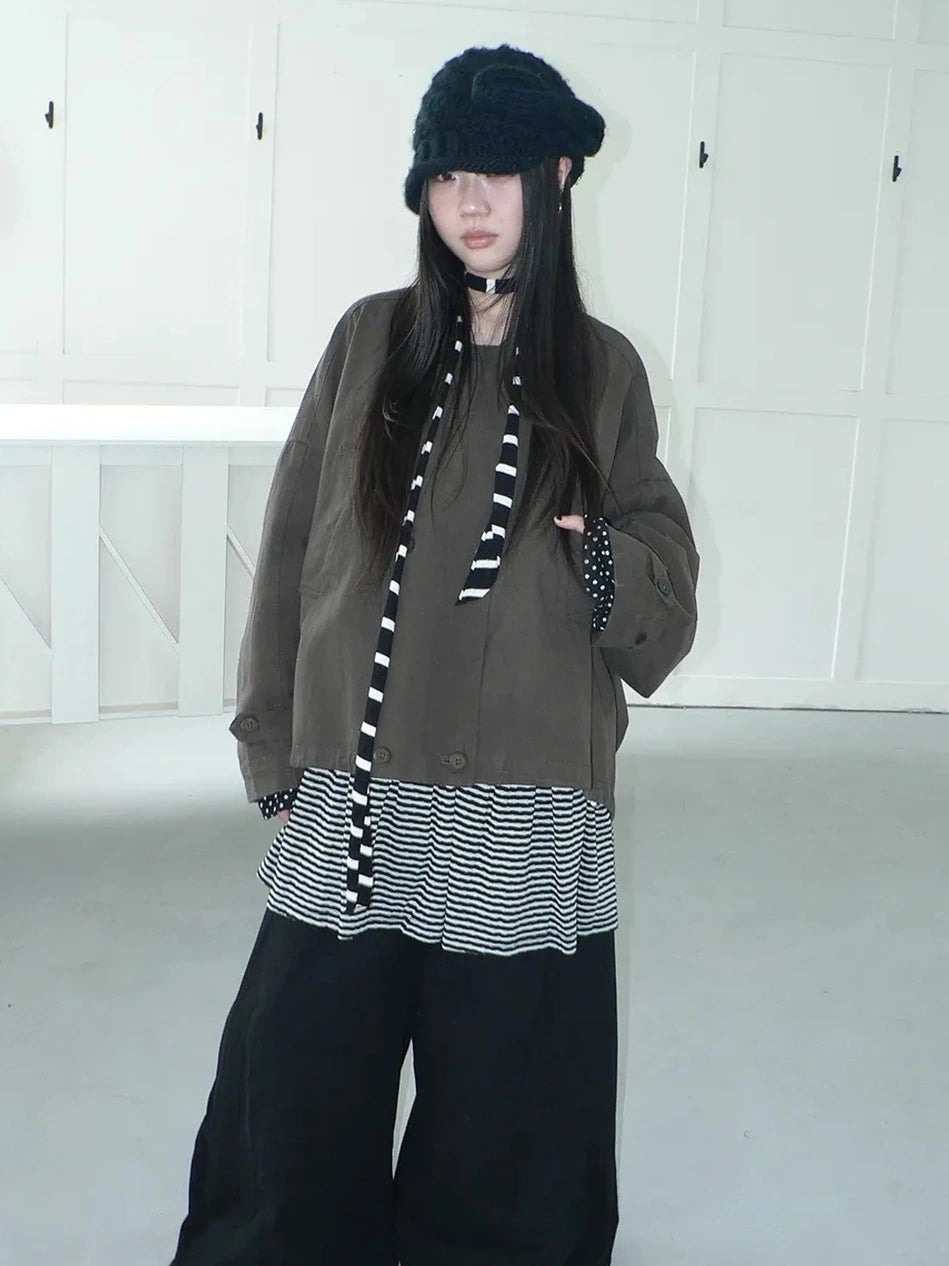 ang project Vintage Double Breasted Cropped Work Jacket Jacket