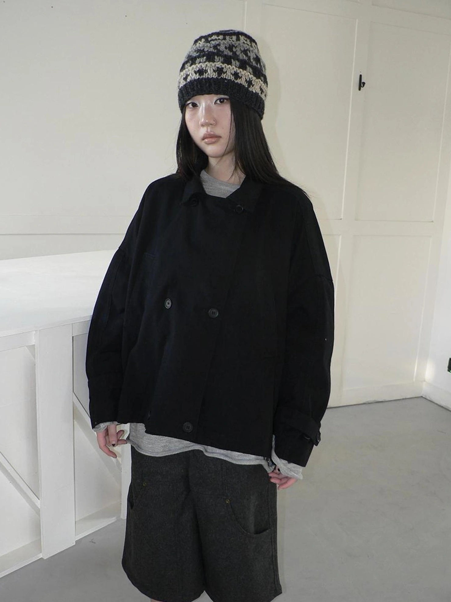 ang project Vintage Double Breasted Cropped Work Jacket Jacket