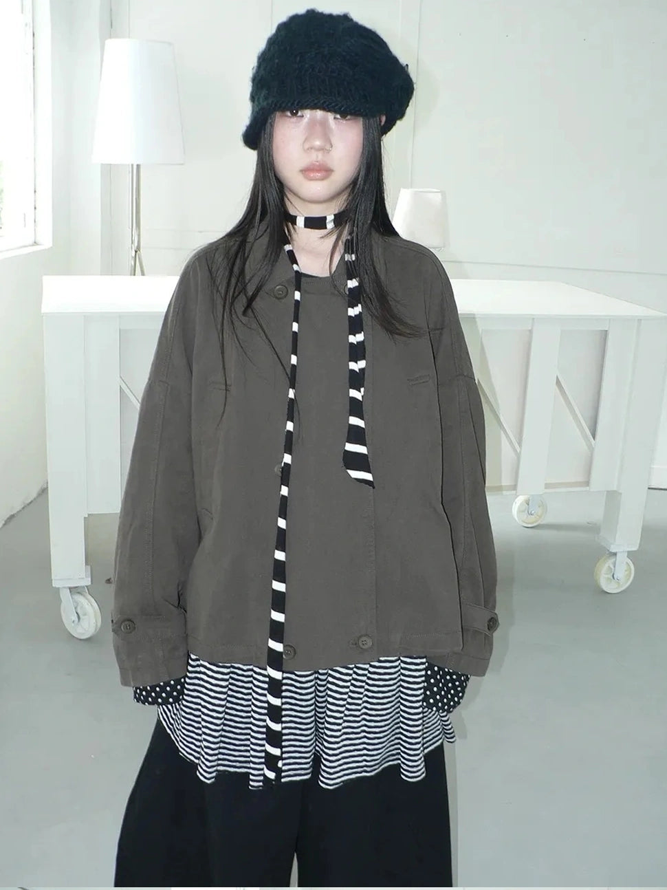 ang project Vintage Double Breasted Cropped Work Jacket Jacket