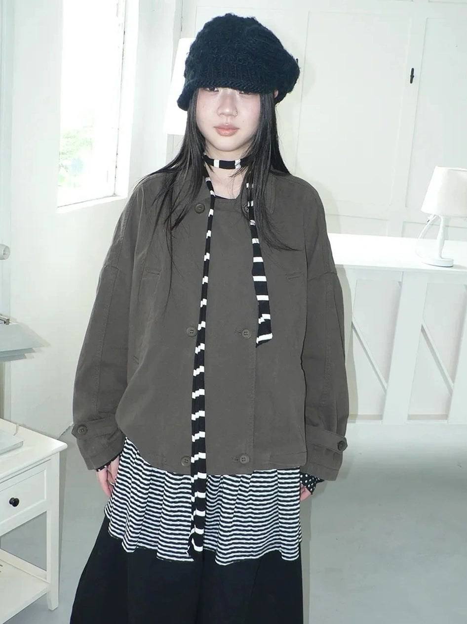 ang project Vintage Double Breasted Cropped Work Jacket Jacket