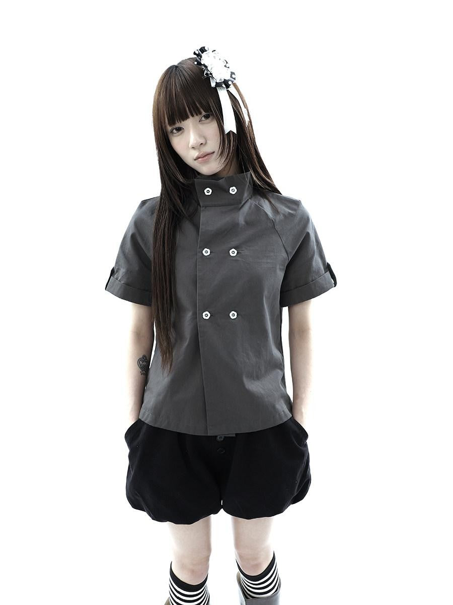 ang project Vintage Double Row Button Stand Collar Women&