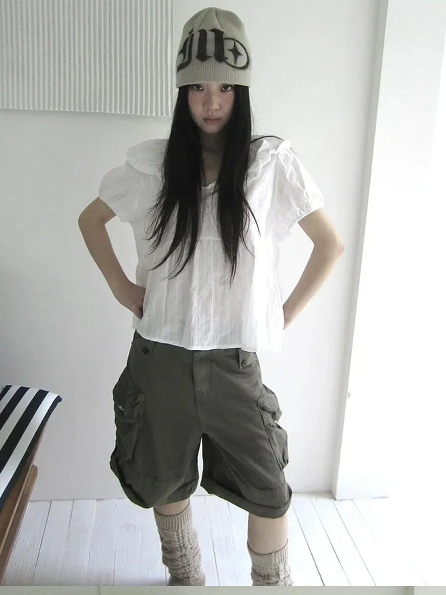 ang project Vintage Embroidered Sheer Sailor Collar Blouse Shirts