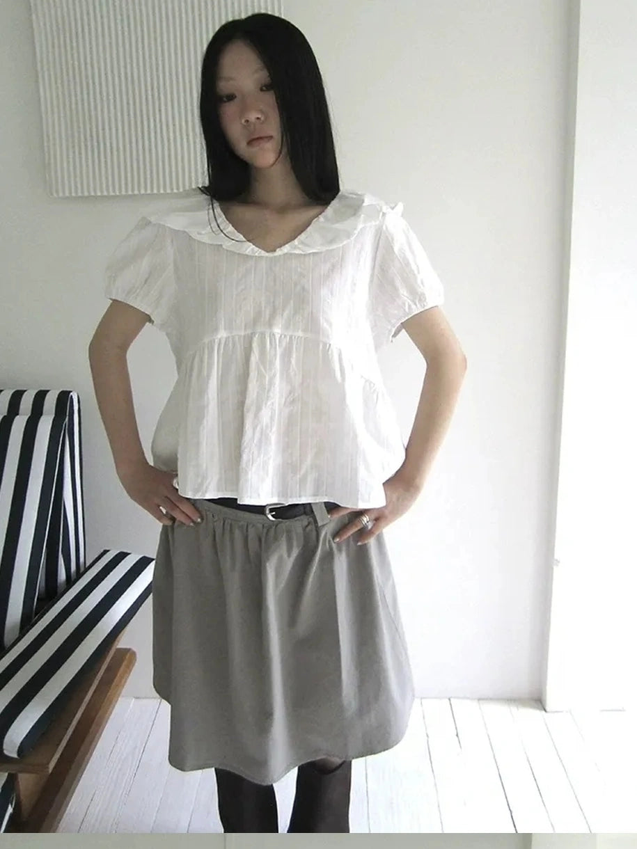 ang project Vintage Embroidered Sheer Sailor Collar Blouse Shirts