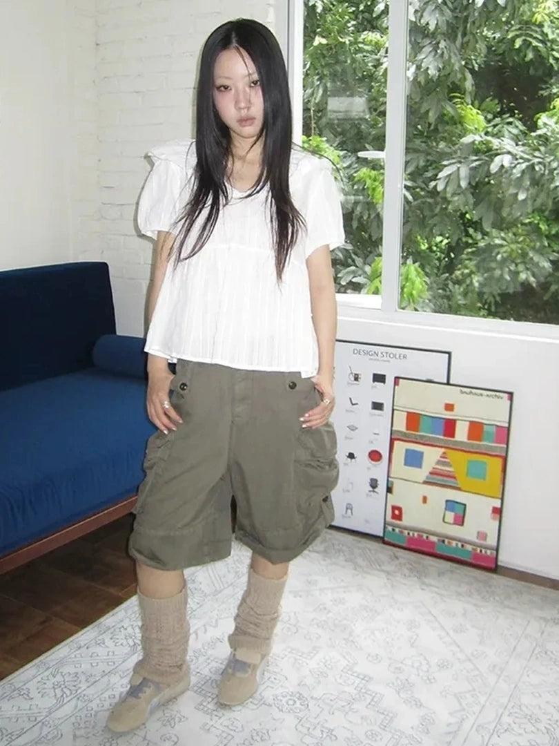 ang project Vintage Embroidered Sheer Sailor Collar Blouse Shirts