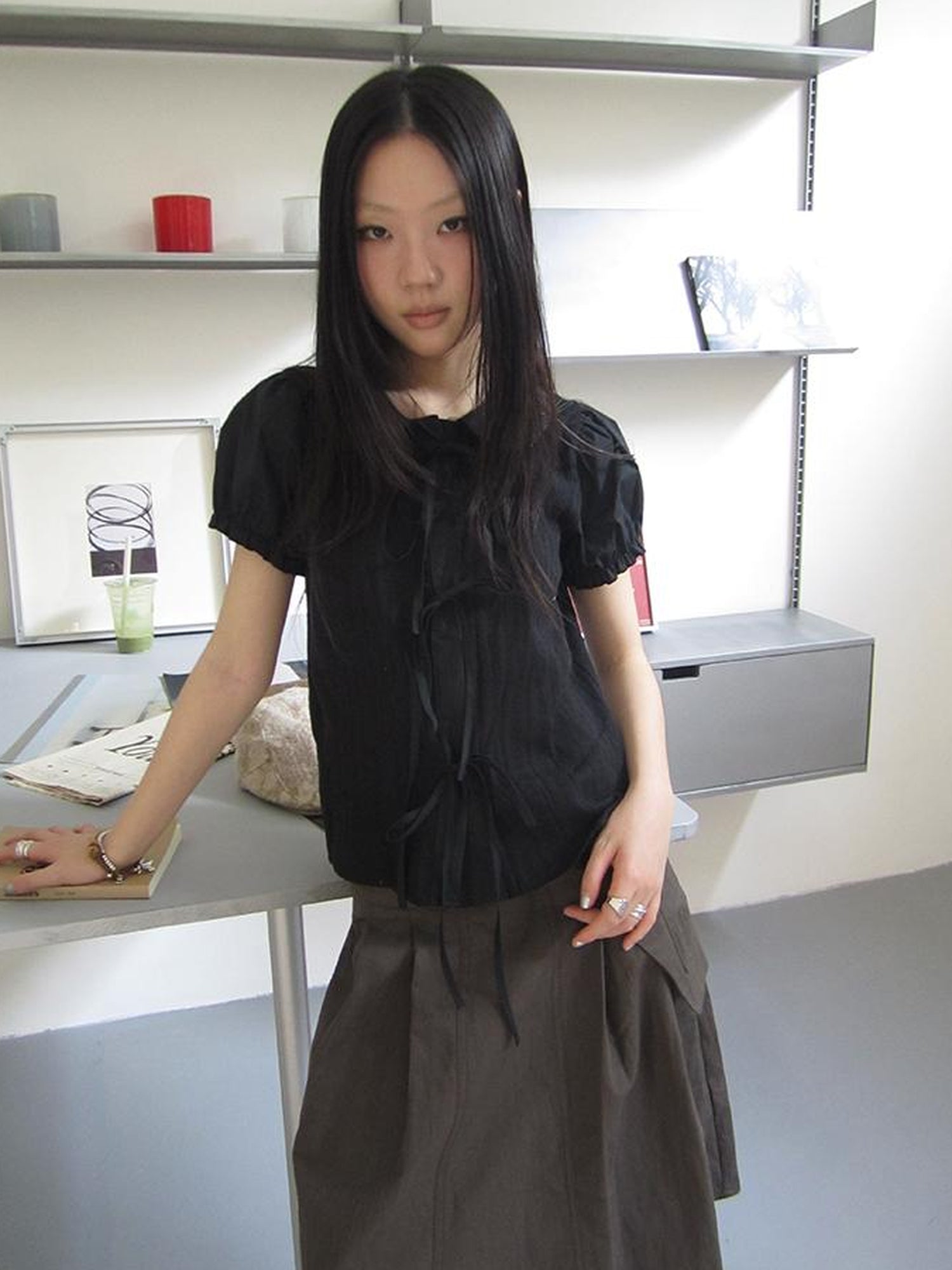 ang project Vintage Embroidery Doll Collar Short Sleeve Shirt